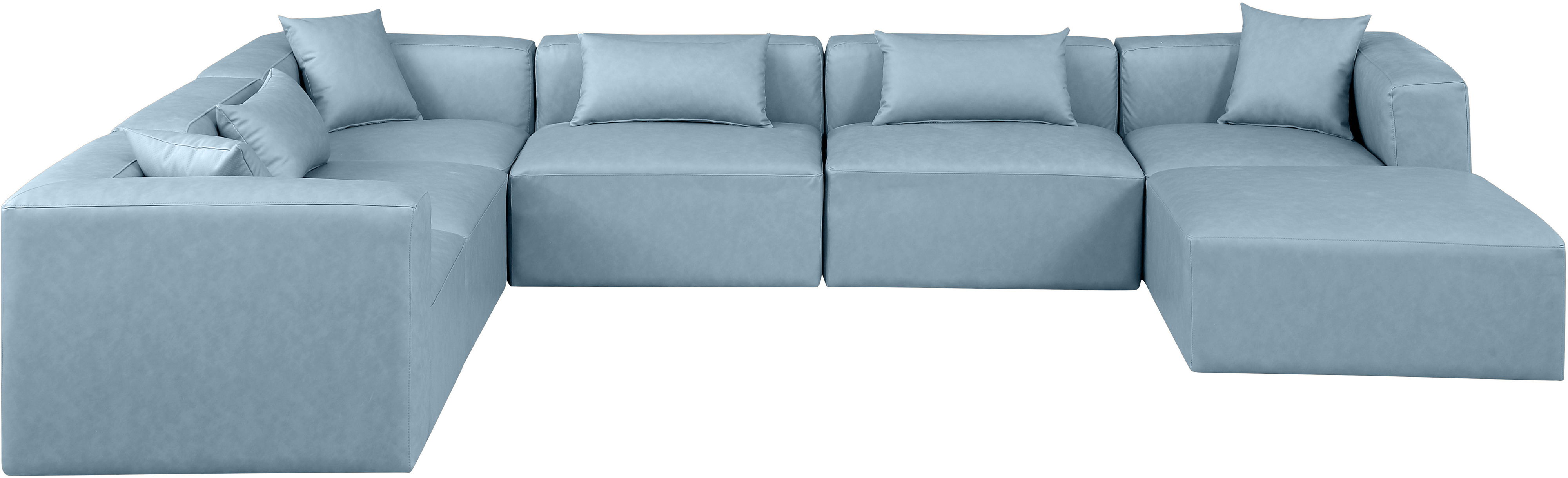 Cube - 7 Piece Modular Sectional - Light Blue