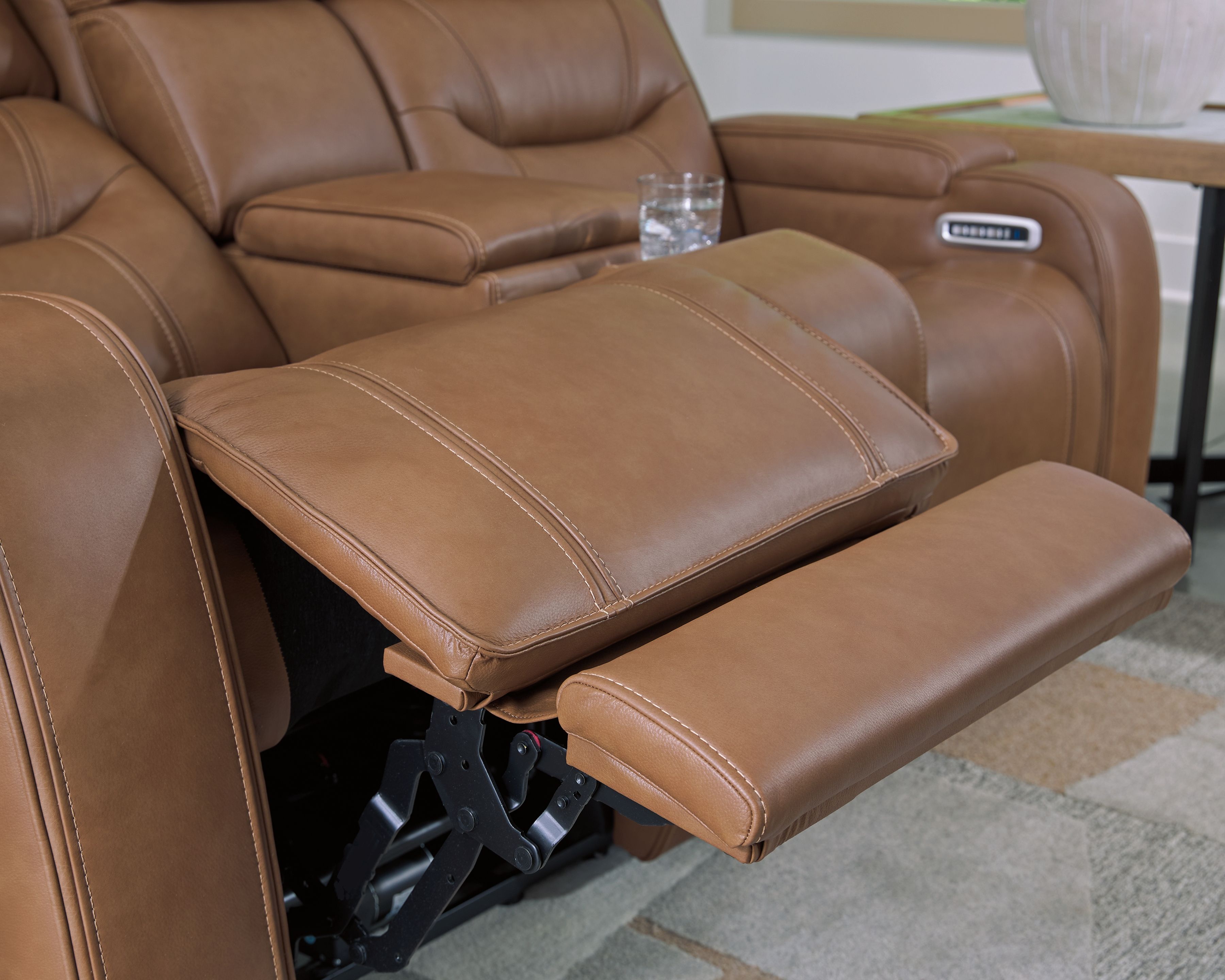 Ashley Furniture Knightington - Power Reclining Loveseat With Audio Console - Caramel - Image 9