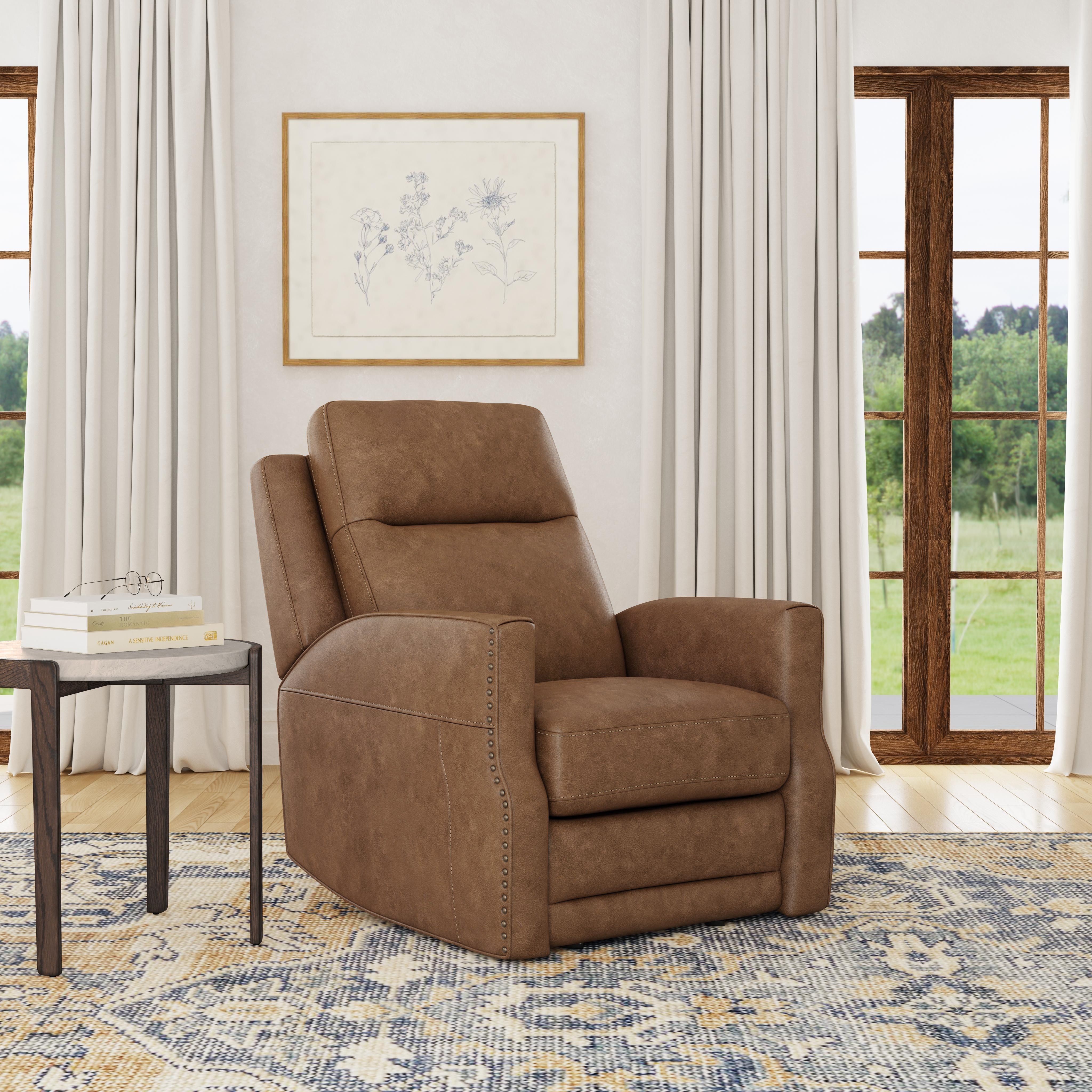 Maxwell - Power Gliding Recliner With Power Headrest And Lumbar - Cedar, light brown