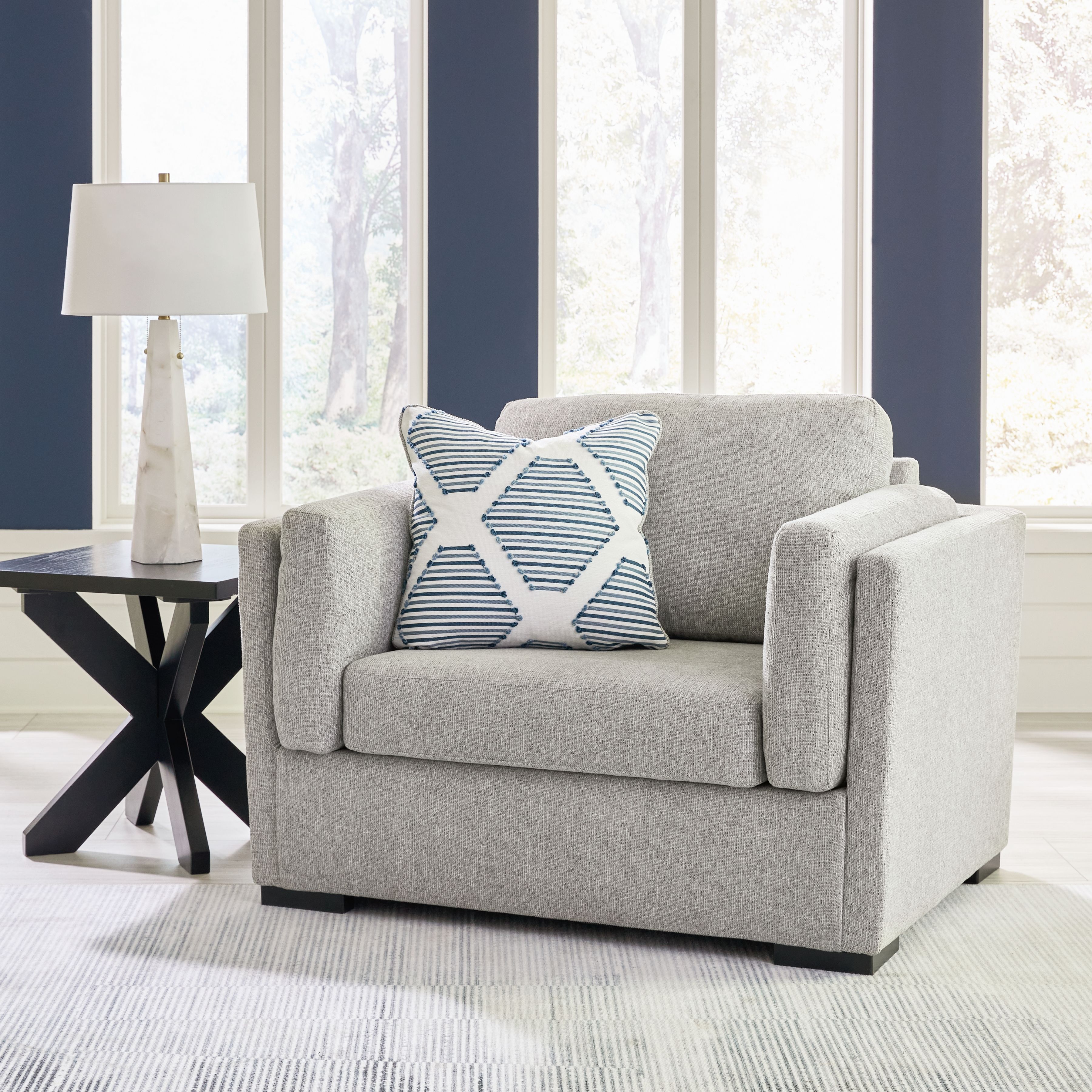 Ashley Furniture Evansley - 4 Pc. - Sofa, Loveseat, Chair And A Half, Ottoman - Pewter - Image 2