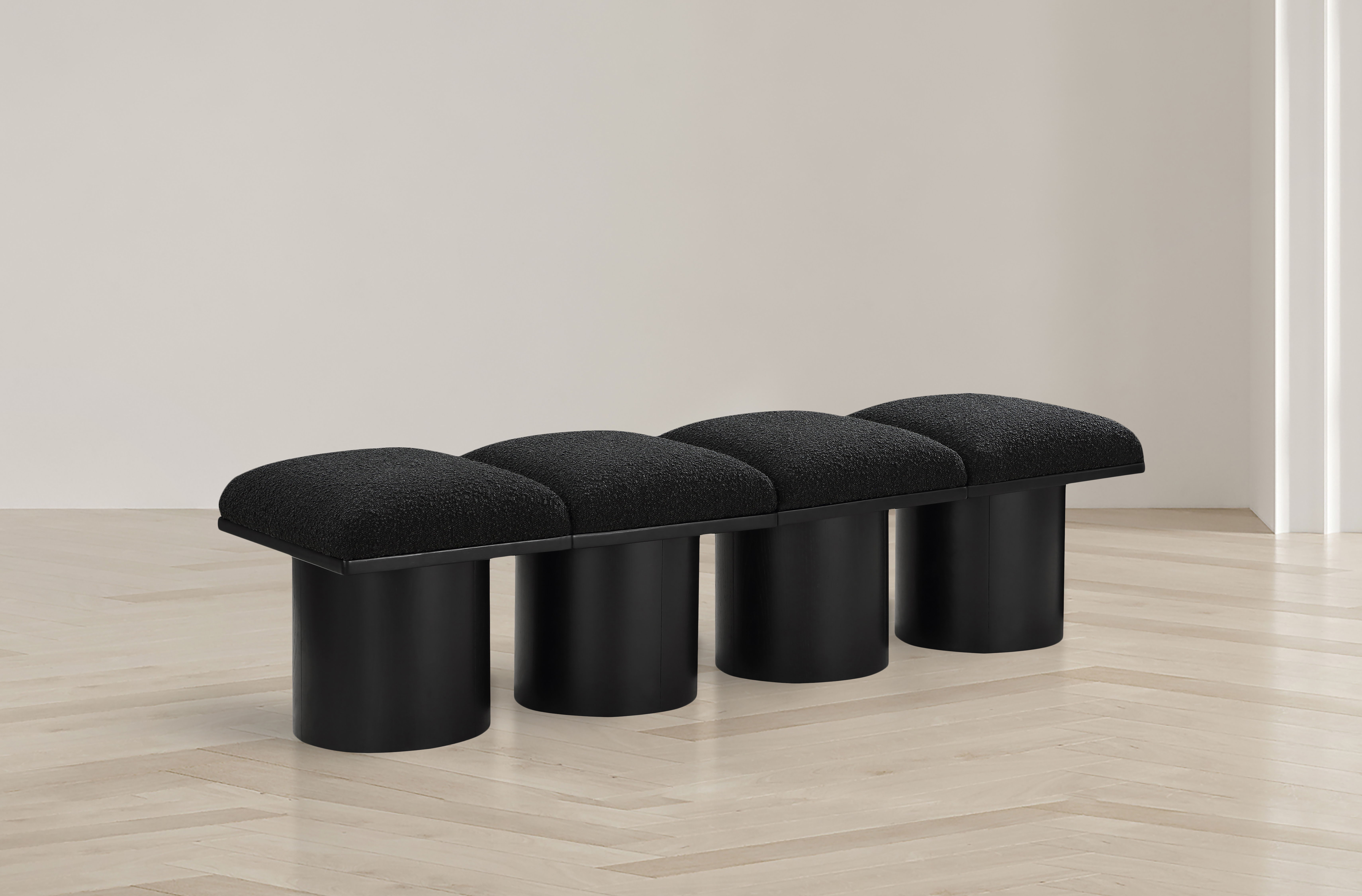 Pavilion - 62" 4 Piece Modular Bench With Black Base - Black