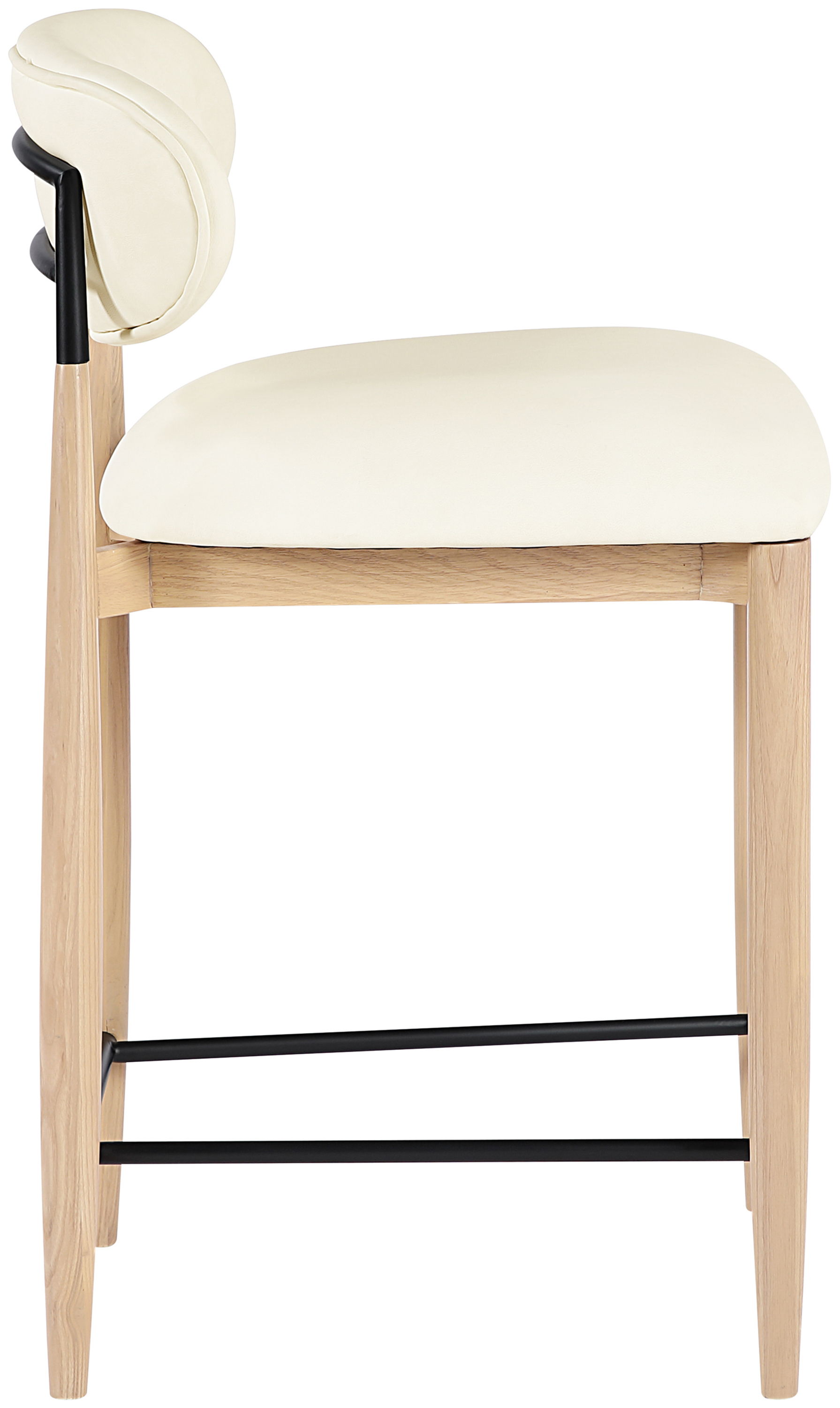 Riccio - Stool With Light Brown Legs - Cream