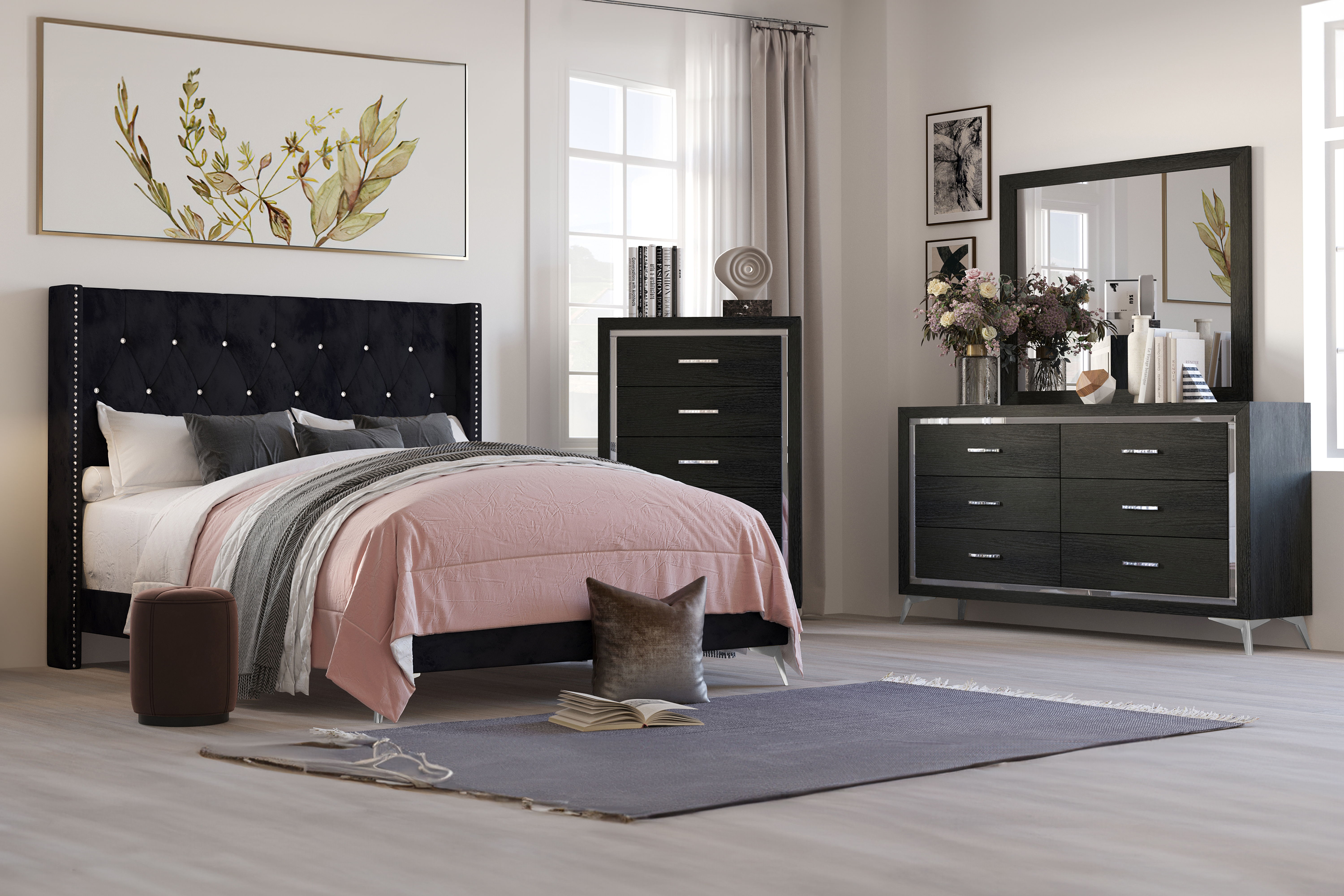 Queen · 4 Pc · Bed & Dresser & Mirror & Chest