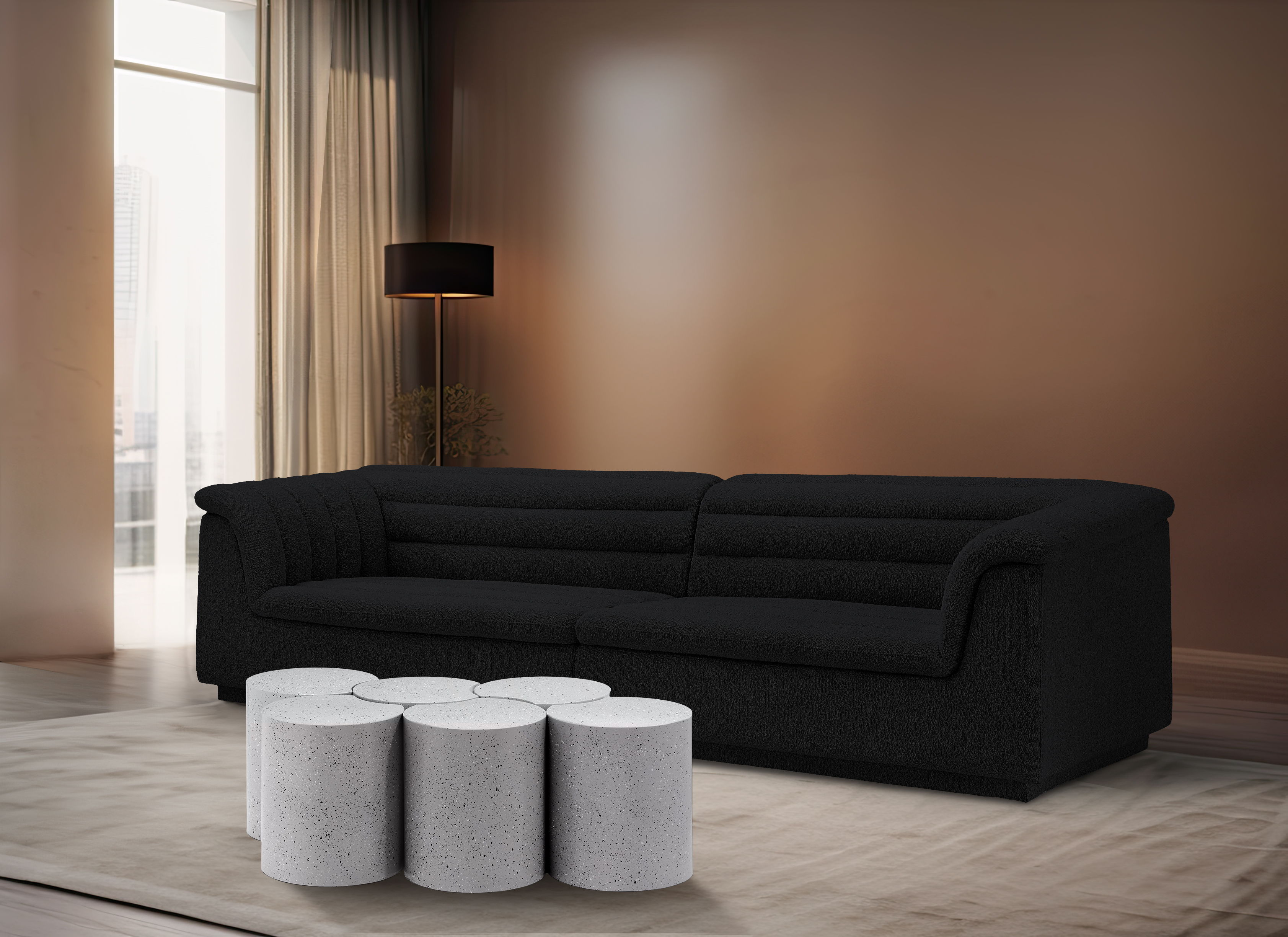 Dimple - 18" 6 Piece Modular Coffee Table - White Terazzo
