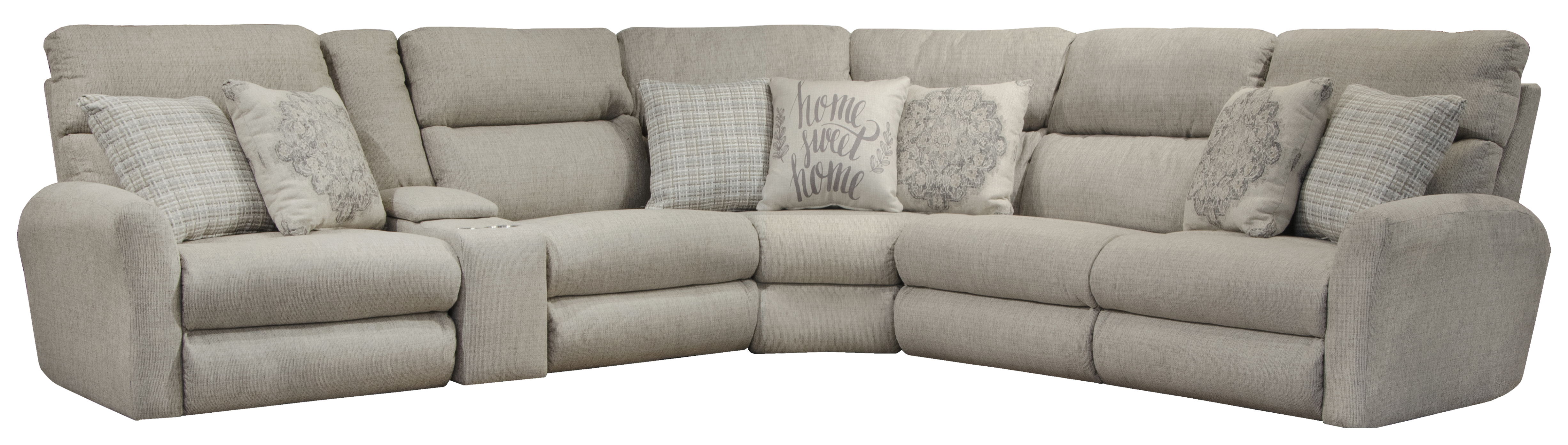 McPherson - 6 Piece Reclining Sectional With 3 Power Lay-Flat Reclining Seats And Storage Console - Beige