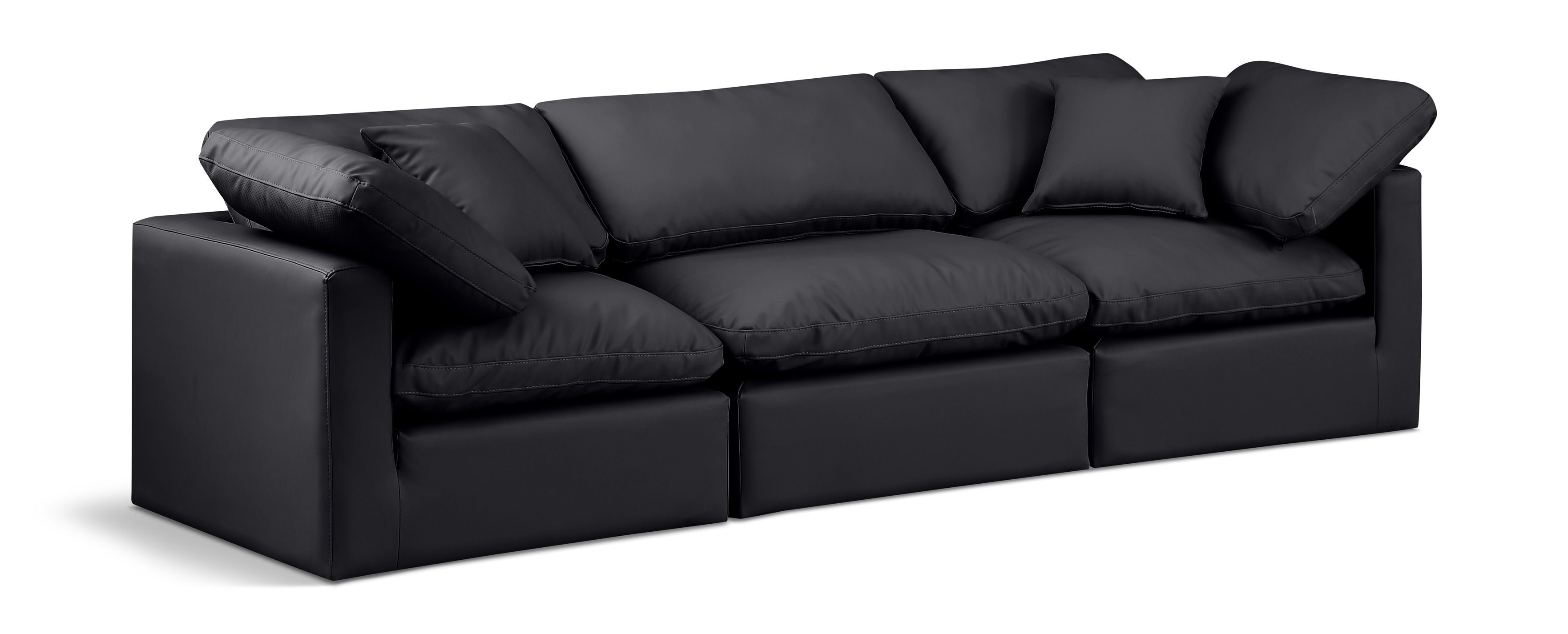 Indulge - Faux Leather 3 Seat Modular Sofa - Black