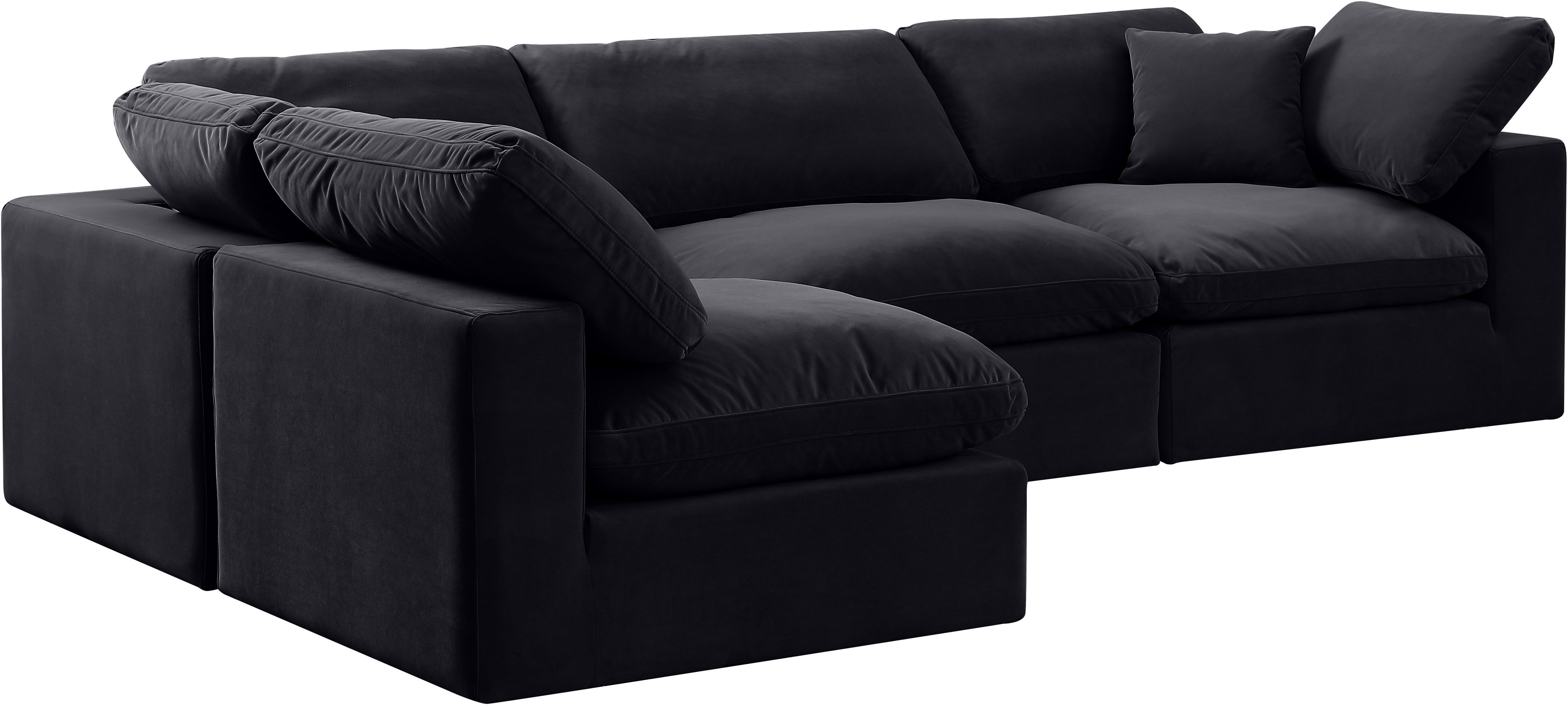 Comfy - 4 Piece Velvet Modular Armless Sectional - Black