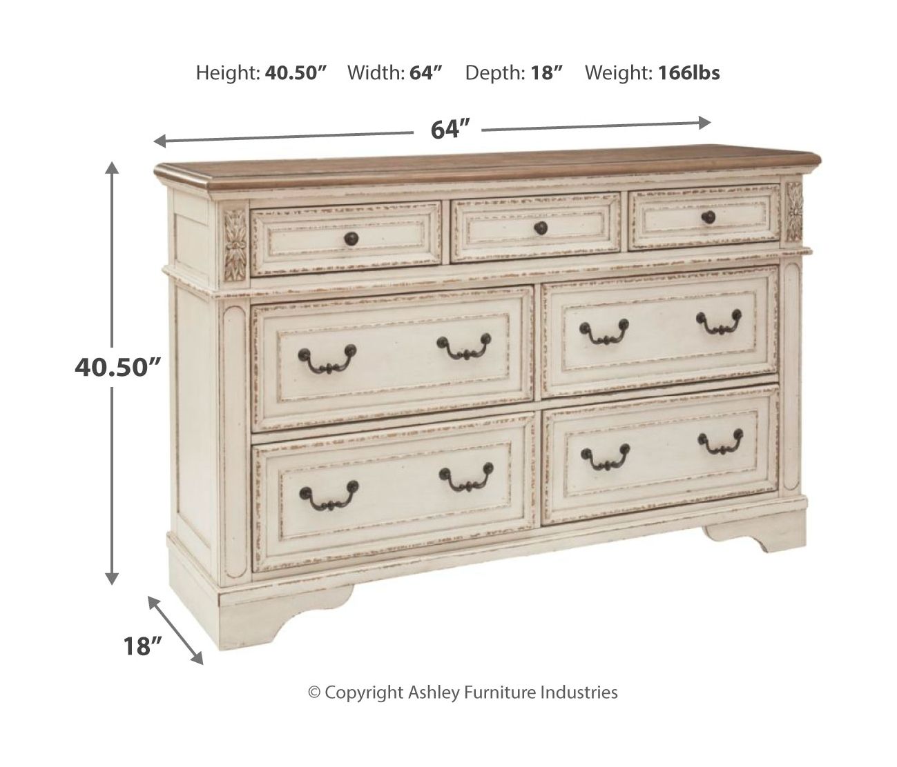 Realyn - 5 Pc. - Dresser, Mirror, King Upholstered Panel Bed - Two-tone