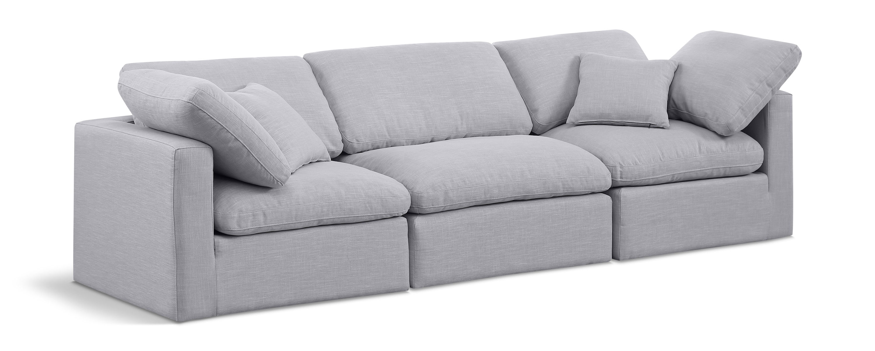 Indulge - Linen 3 Seat Modular Sofa - Gray