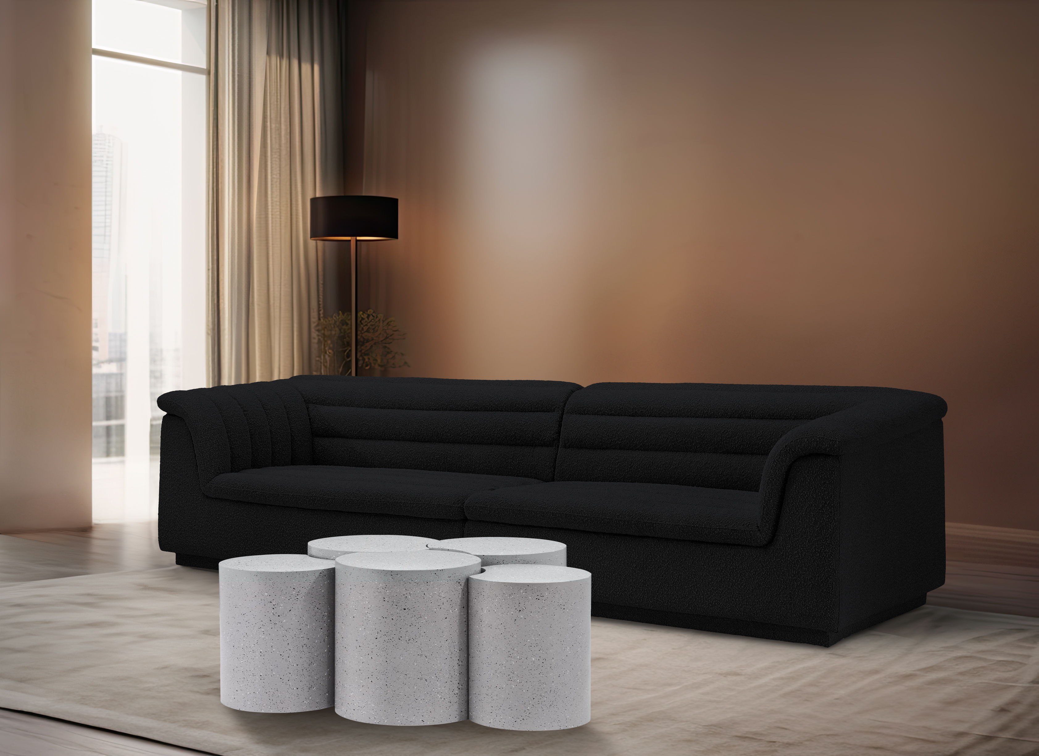 Dimple - 5 Piece Modular Coffee Table - White Terazzo