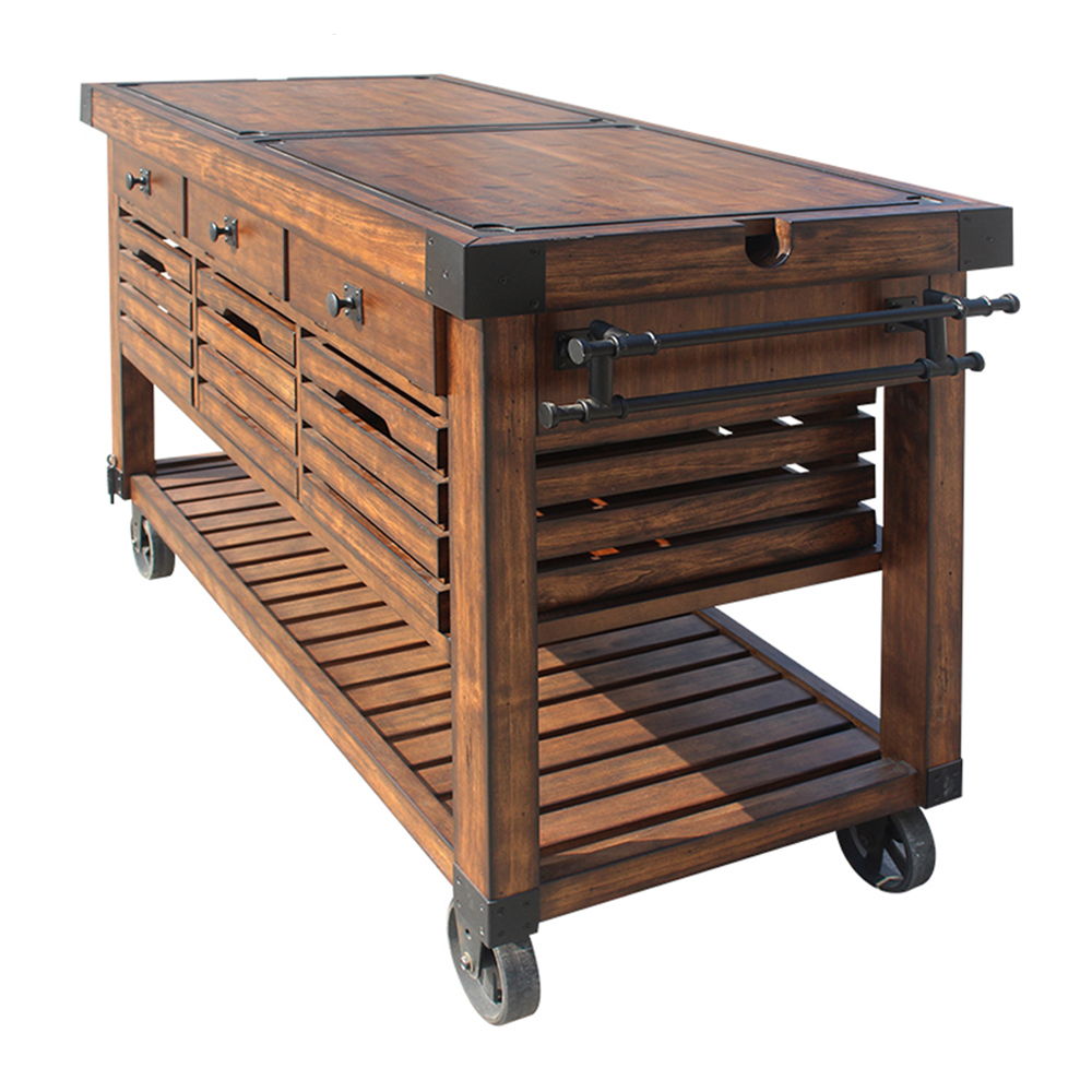 Kaif - Kitchen Cart - Distressed Chestnut, dark brown, view 2