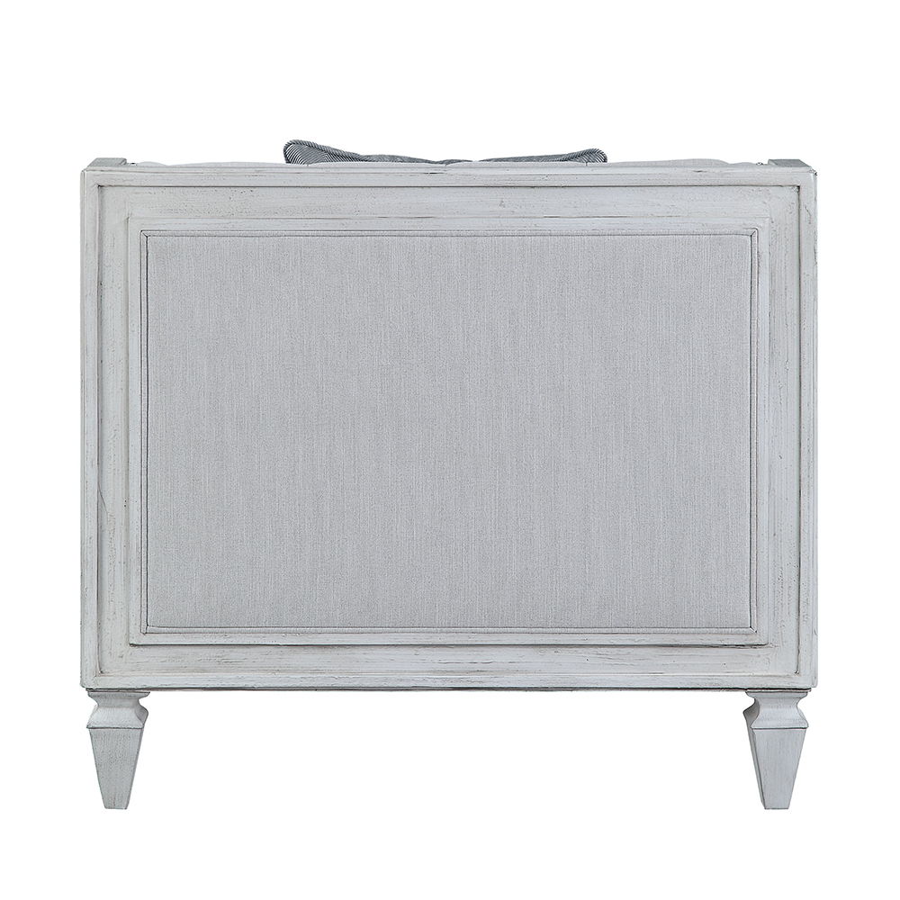 Katia - Chair With Pillow - Light Gray Linen & Weathered White, light gray, view 2