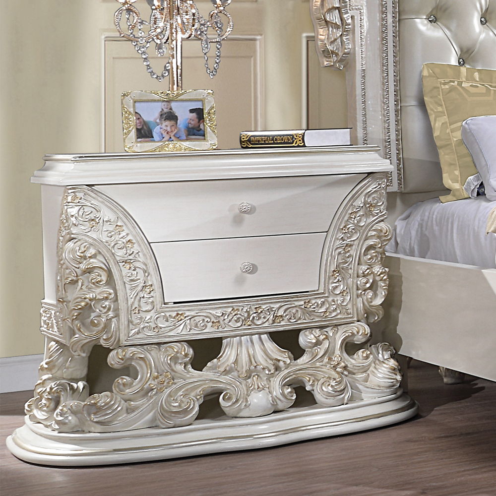 Adara - Nightstand - Antique White, beige