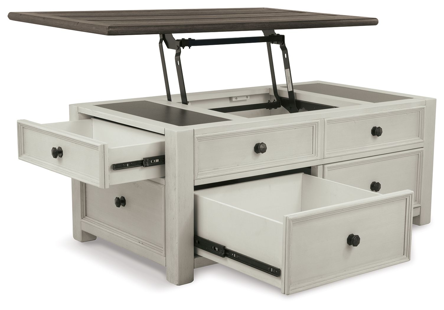 Ashley Furniture Bolanburg - Lift Top Cocktail Table - White / Brown / Beige - Image 3