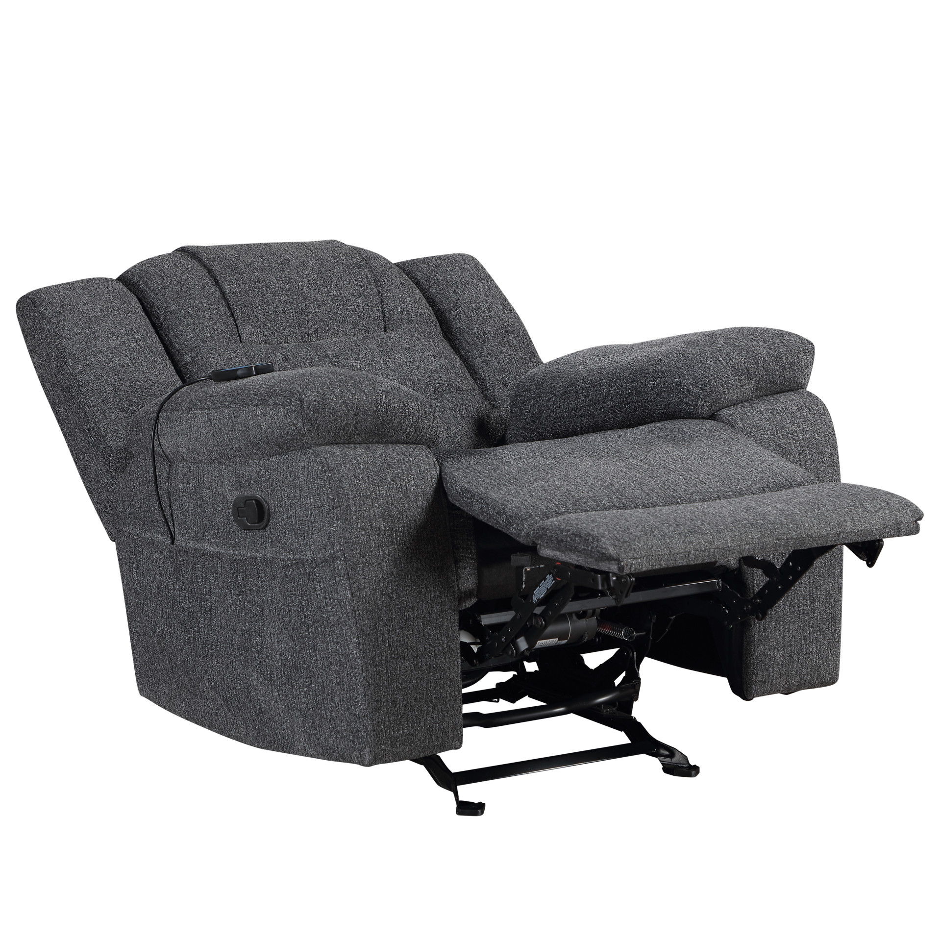 Redondo - Glider Recliner With Heat And Massage - Dark Gray, dark gray, view 4
