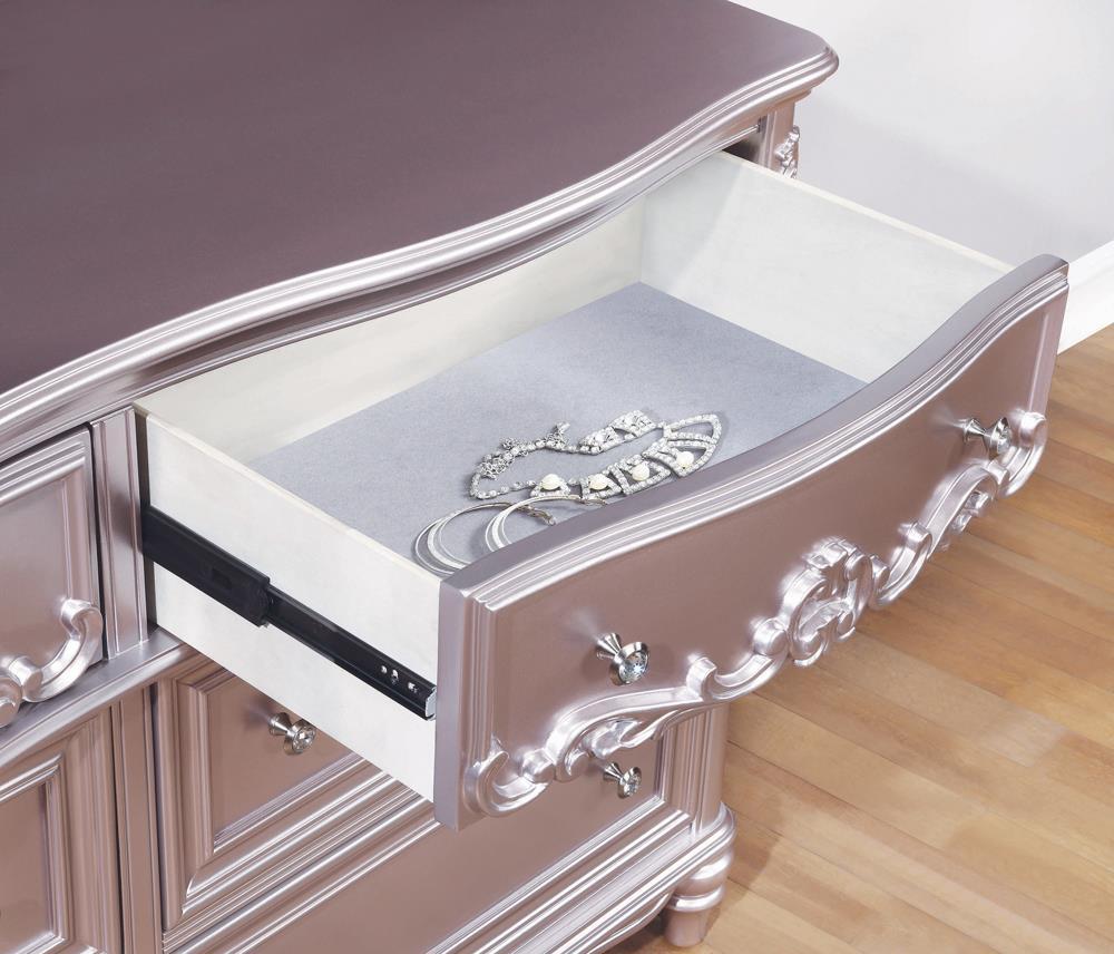 Caroline 6-Drawer Rectangular Dresser Metallic Lilac, Metallic Lilac