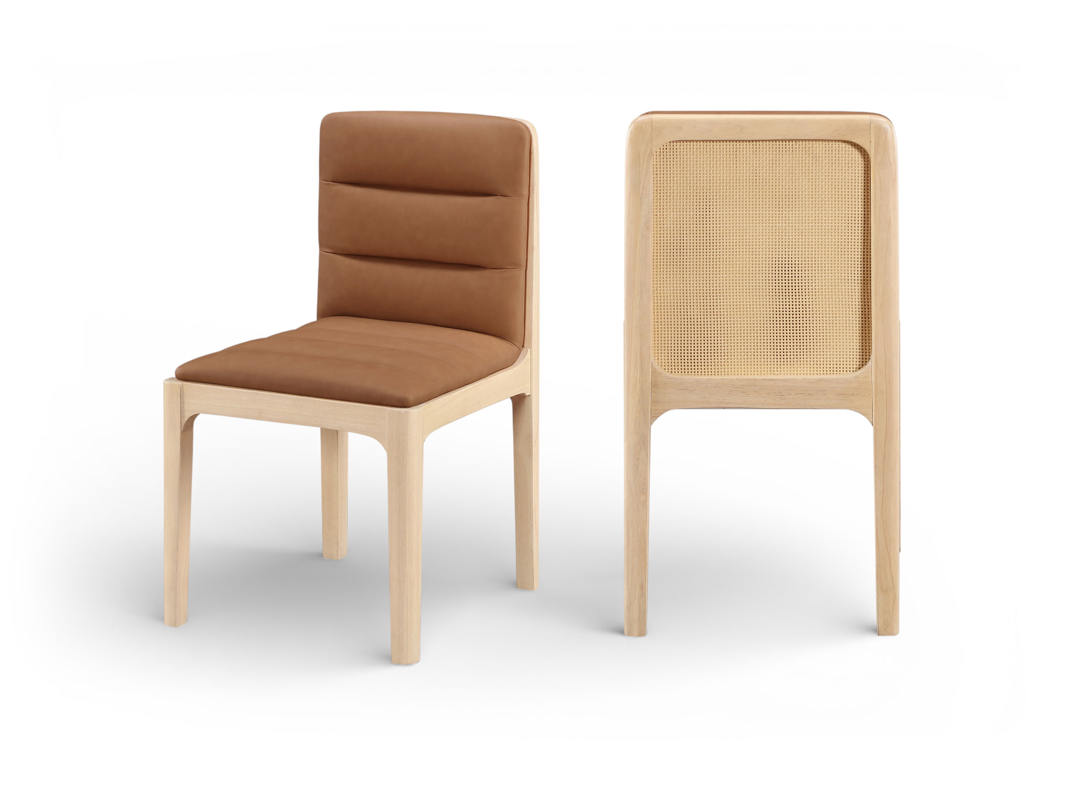 Ellis - Vegan Leather Upholstered Dining Chair (Set of 2) - Cognac / Natural
