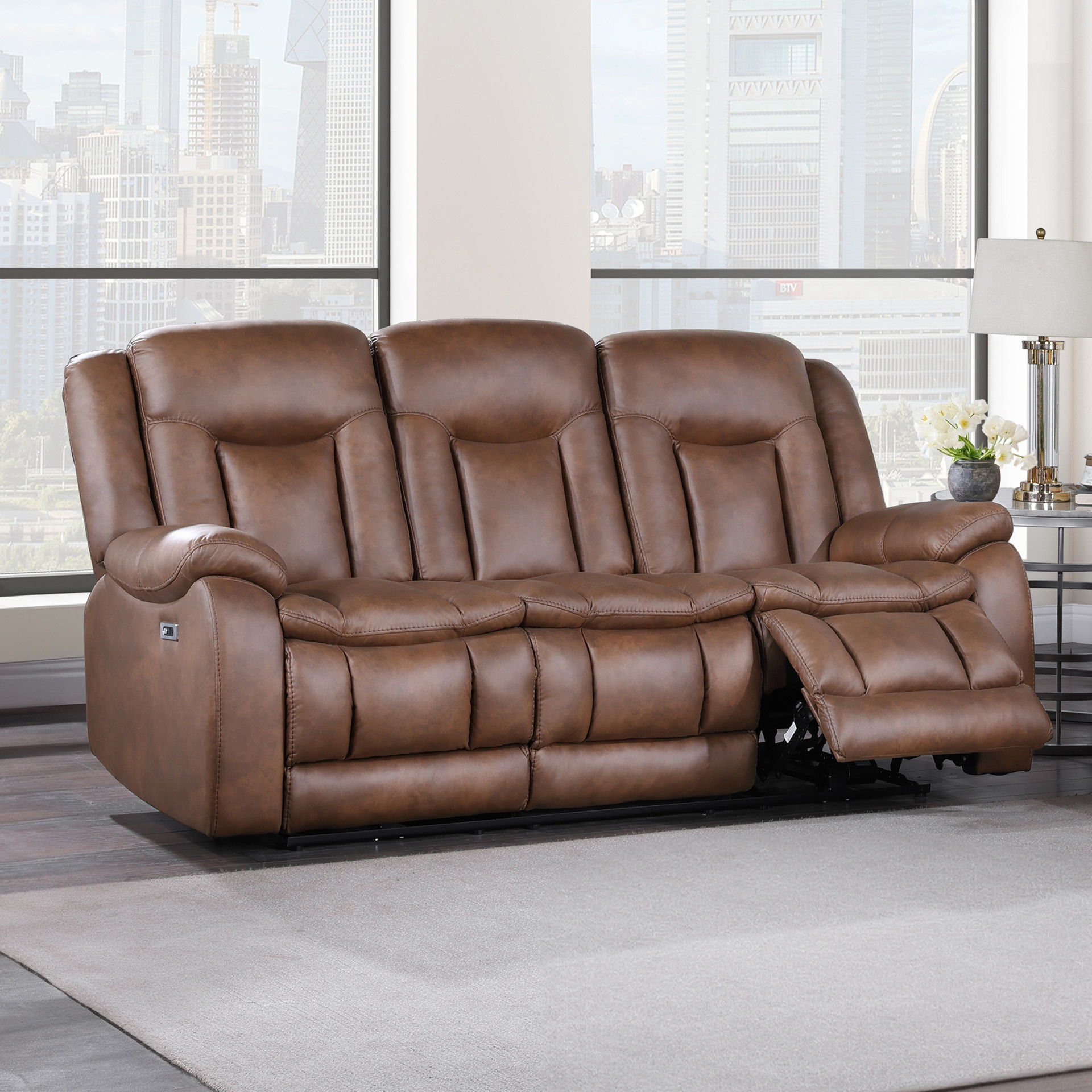 Morello - Sofa With Power Footrest - Brown, light brown, view 8