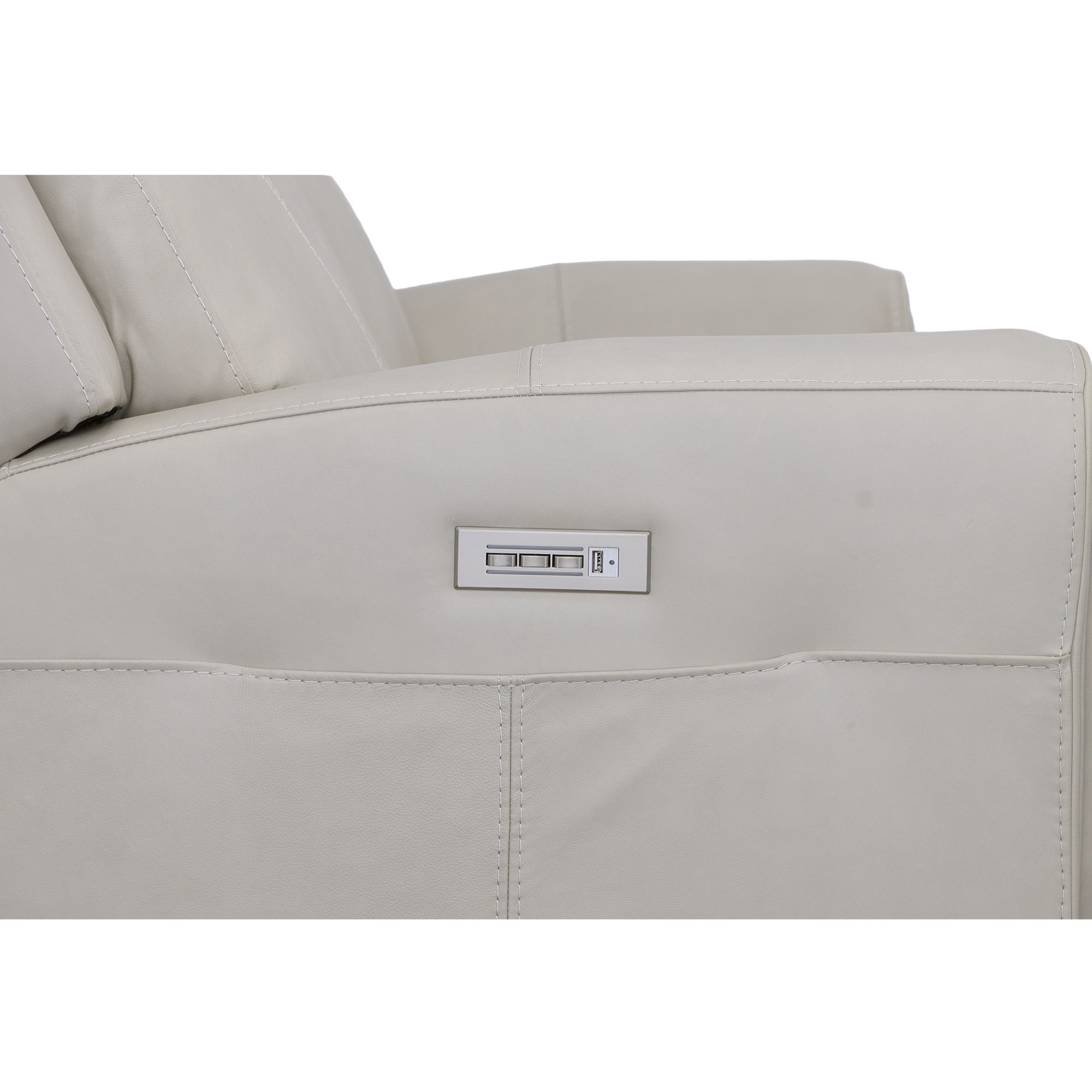 Barnett - Power Reclining Sofa With Power Headrests & Lumbar - Timber, light gray, view 5