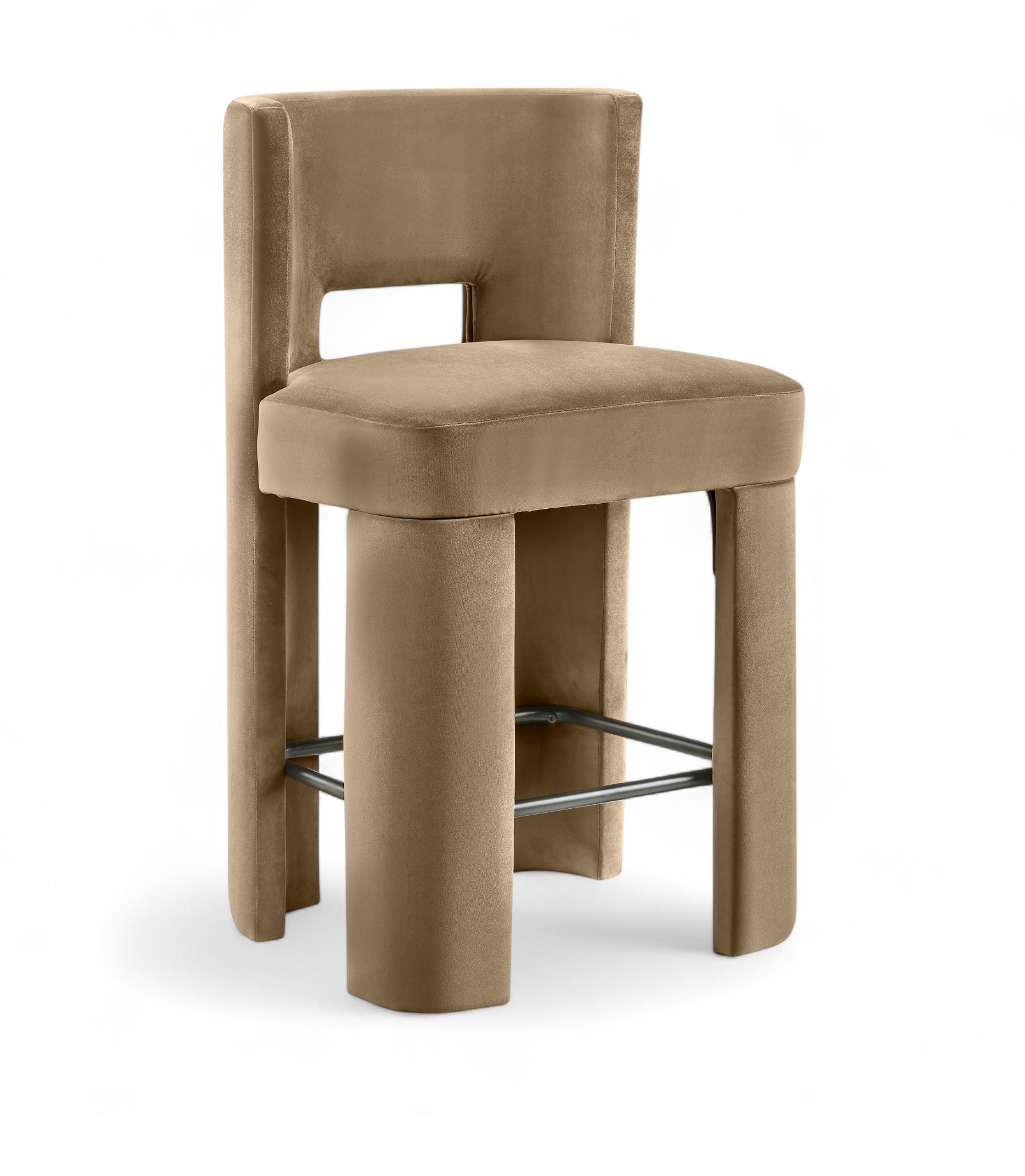 Zuno - Velvet Performance Fabric Upholstered Counter Stool (Set of 2) - Beige
