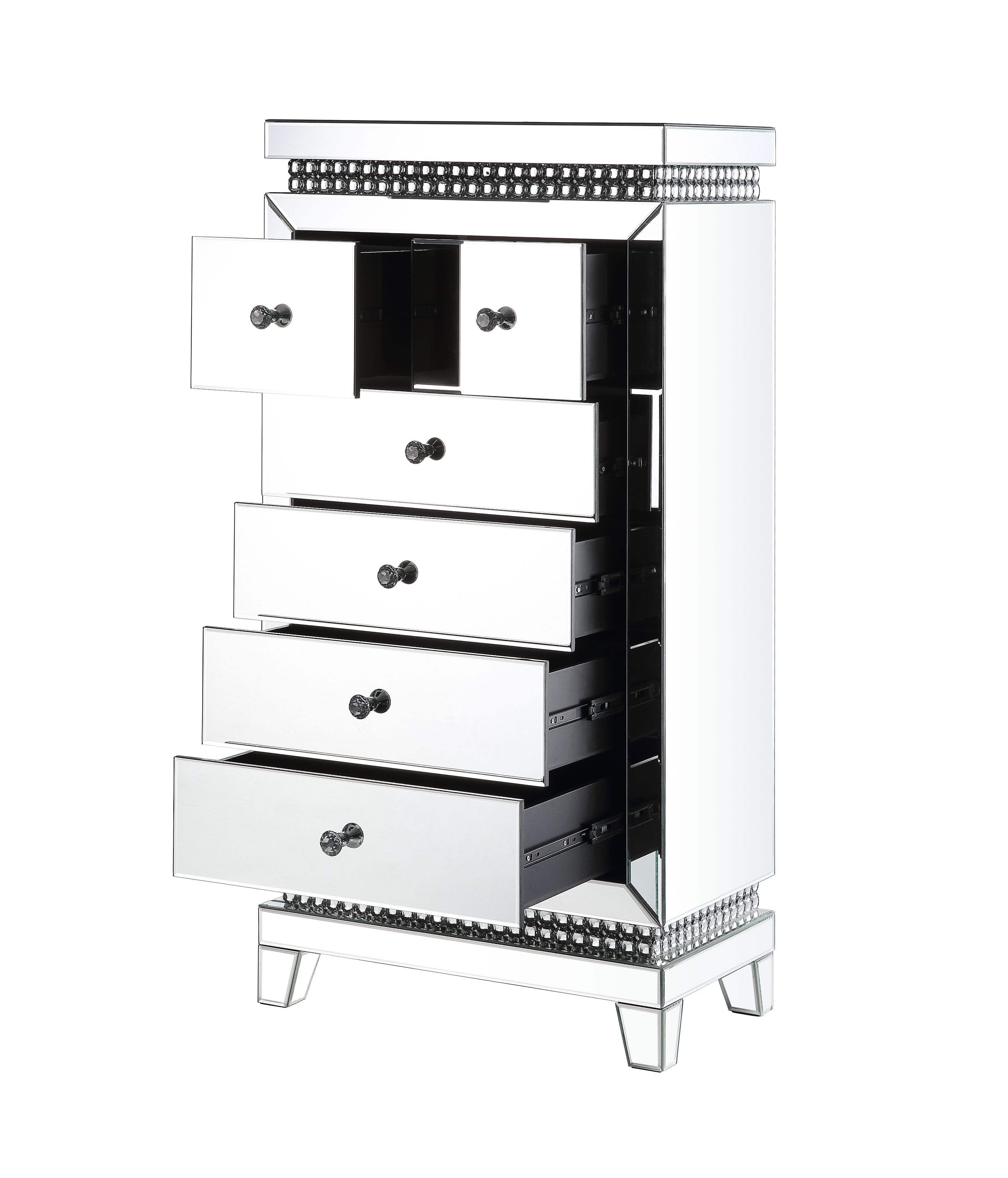 Lotus - Cabinet - Mirrored, Faux Ice Cube Crystals, silver, view 3