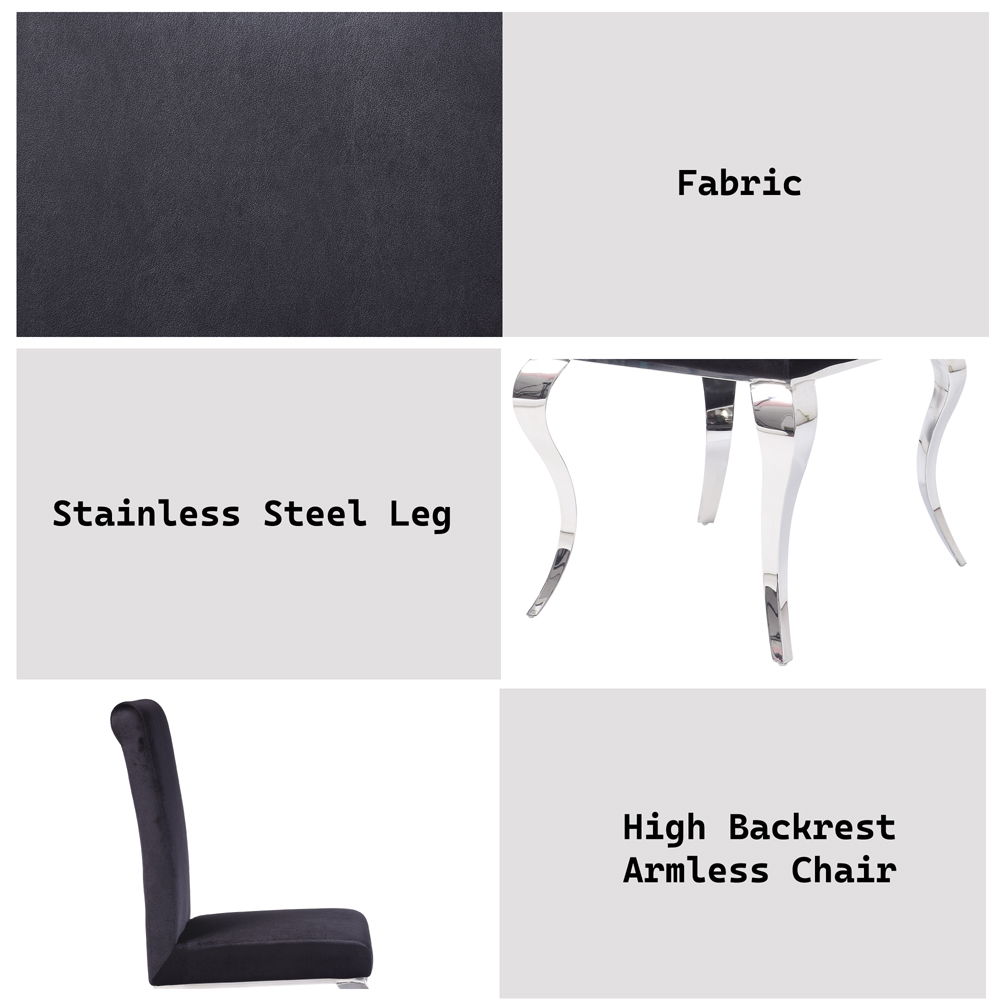 Fabiola - Side Chair (Set of 2) - Black Fabric & Stainless Steel, black, view 8