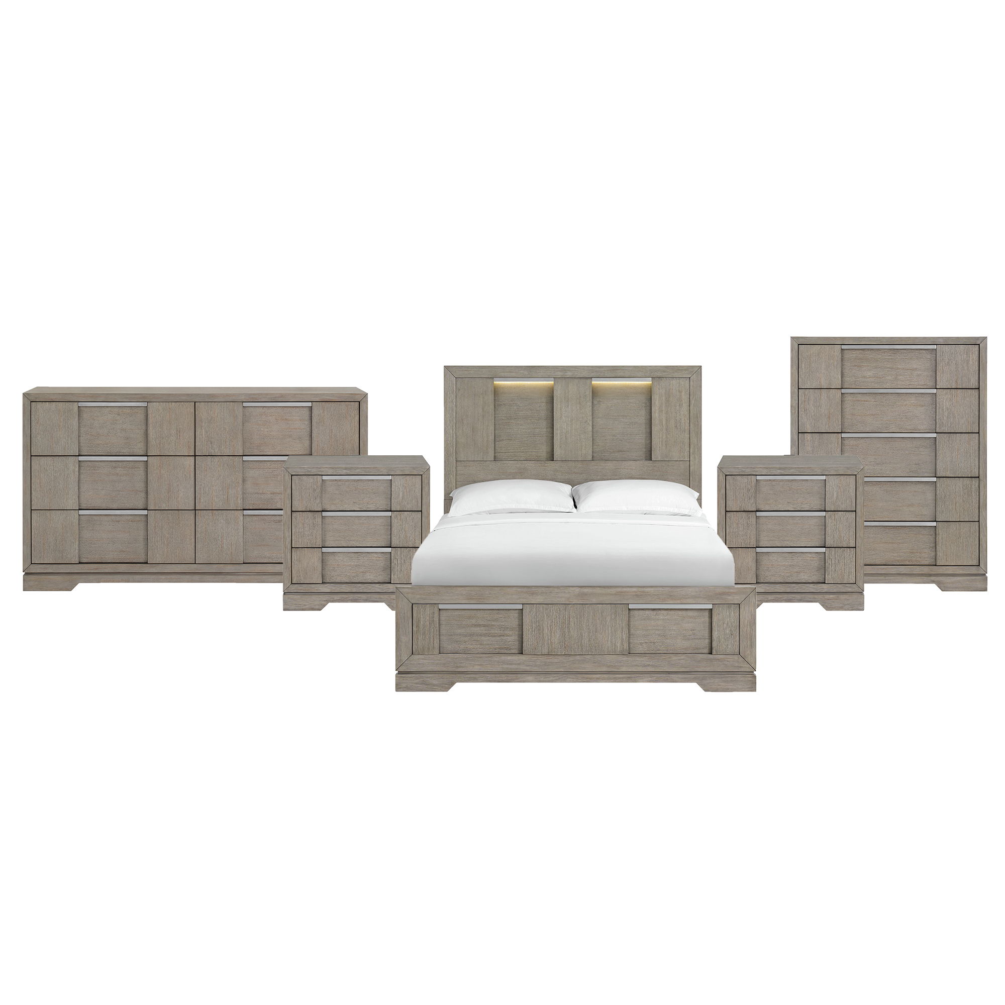 Kelis - Queen 5 Piece Bedroom Set - Gray