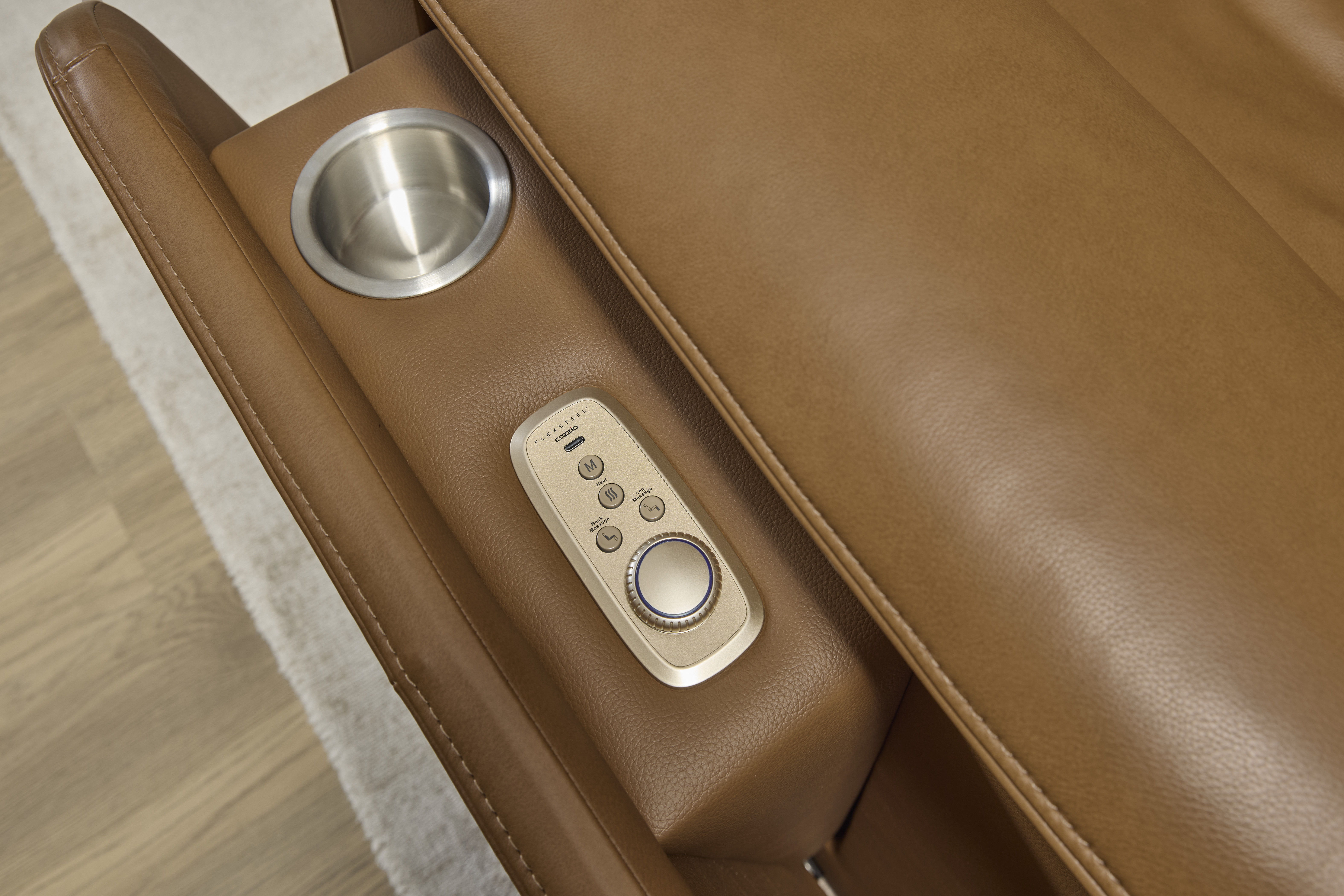 Ziggy - Power Reclining Sofa With Power Headrest, Lumbar, Heat & Massage, light brown, view 7
