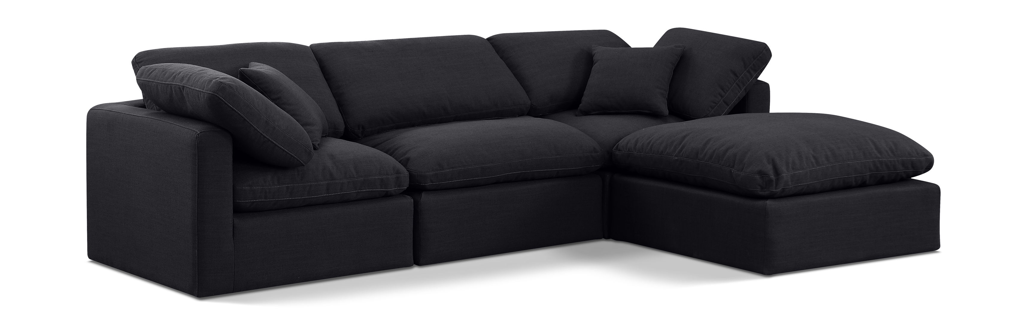 Indulge - Linen 4 Piece Modular Sectional With Chaise - Black