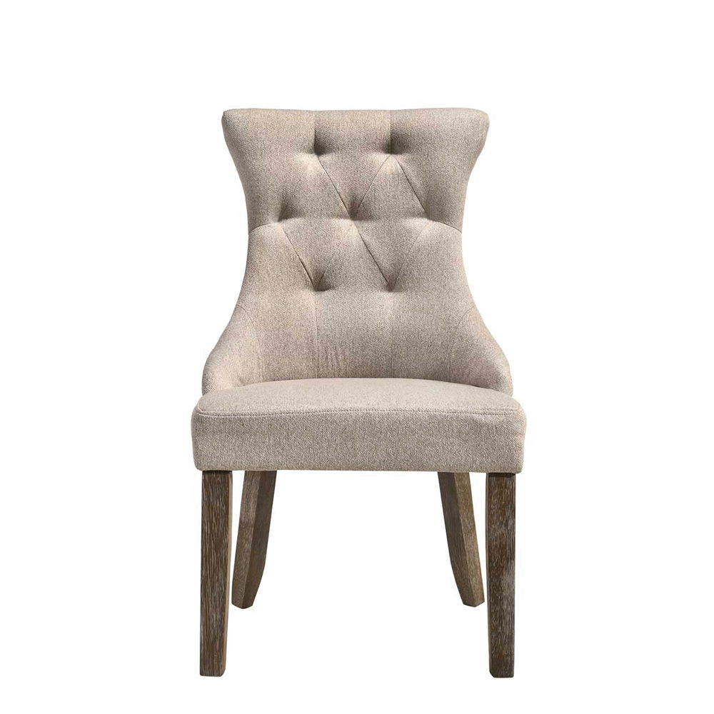 Gabrian - Side Chair (Set of 2) - Two-Tone Beige Fabric & Reclaimed Gray, beige, view 2