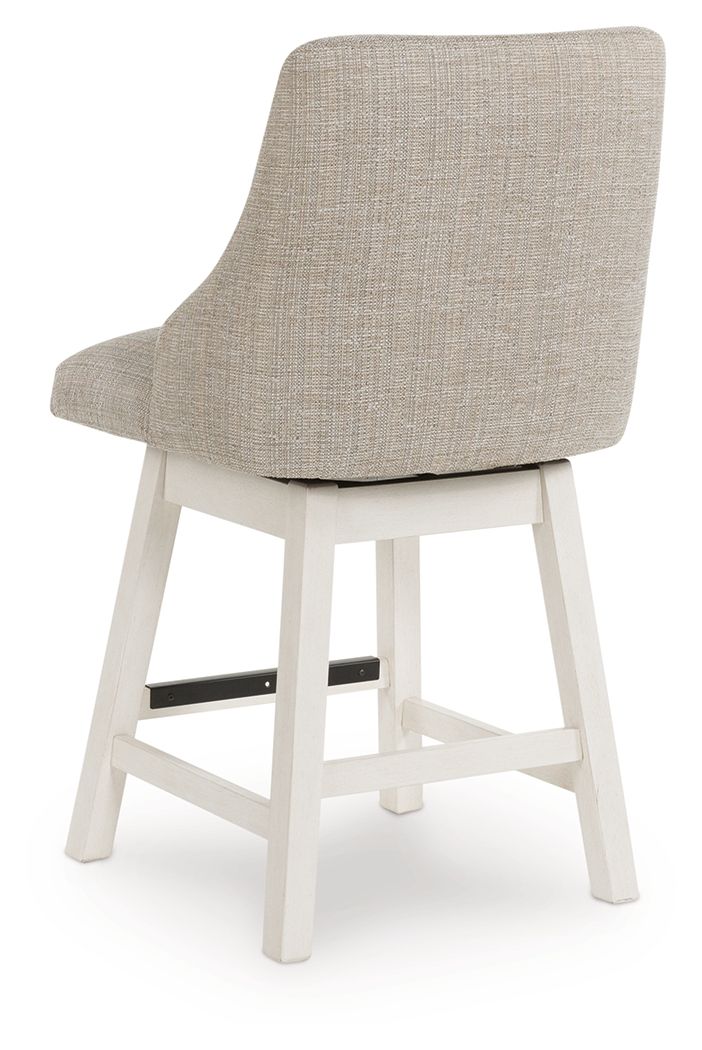 Ashley Furniture Robbinsdale - Upholstered Swivel Curved Back Barstool (Set of 2) - Antique White - Image 6