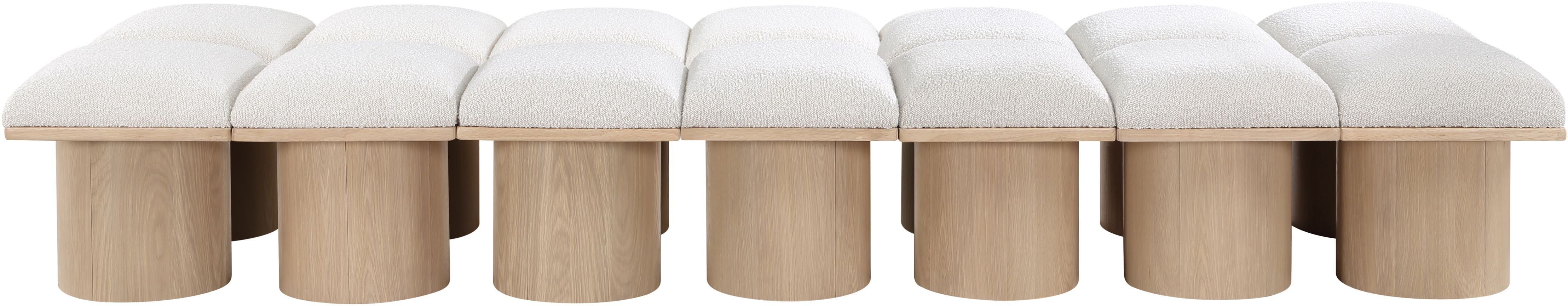 Pavilion - 108.5" 14 Piece Modular Bench With Natural Base - Cream