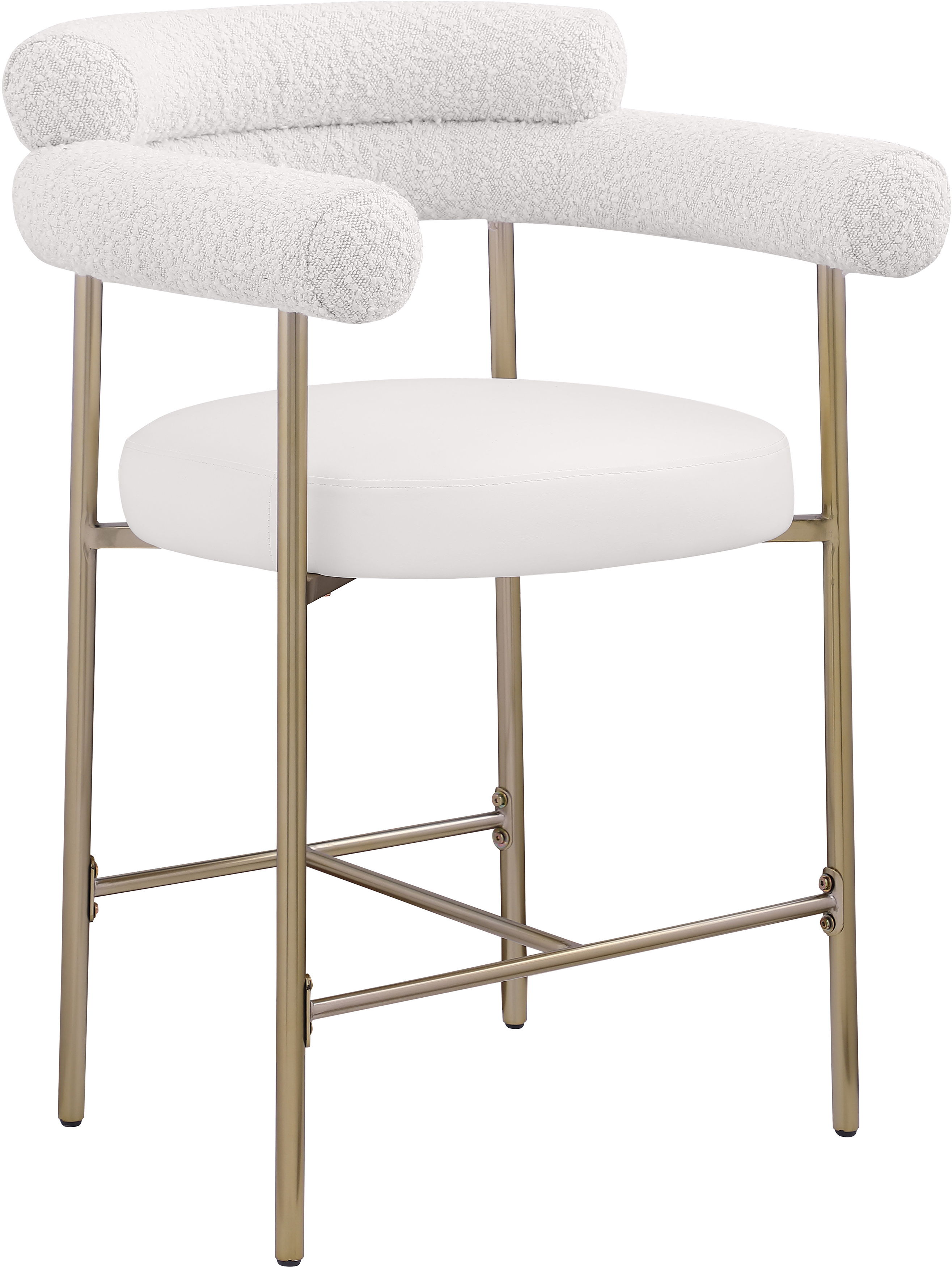 Blake - Faux Leather Counter Stool With Bronze Legs (Set of 2) - Cream