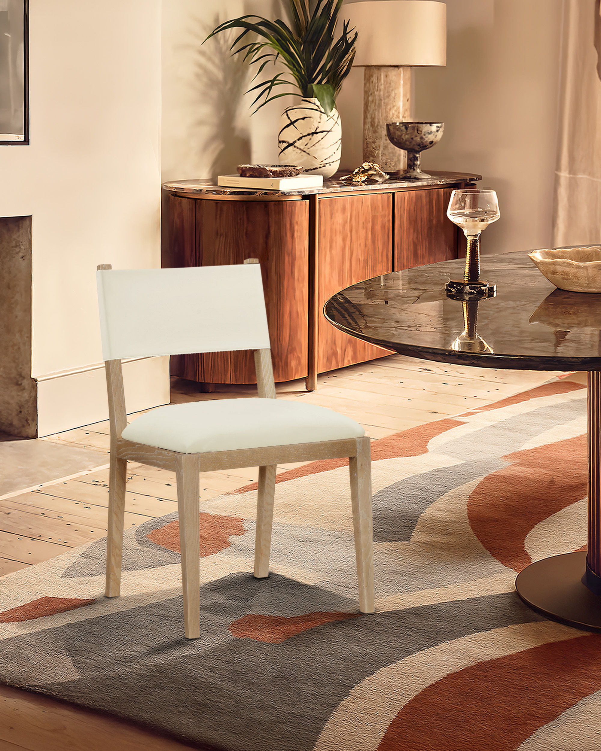 Avon - Vegan Leather Dining Side Chair (Set of 2) - Cream