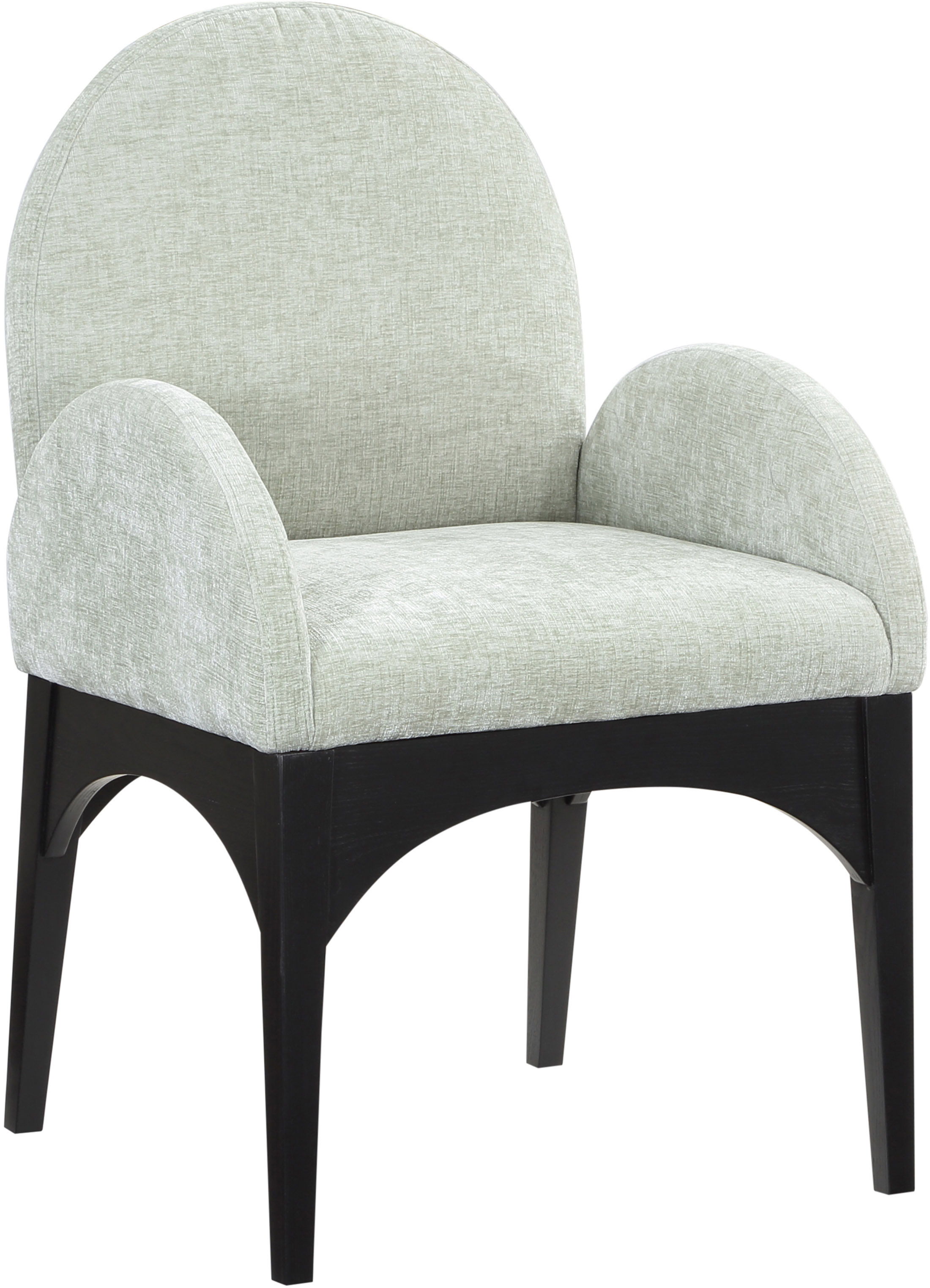 Waldorf - Chenille Dining Arm Chair With Black Legs - Mint