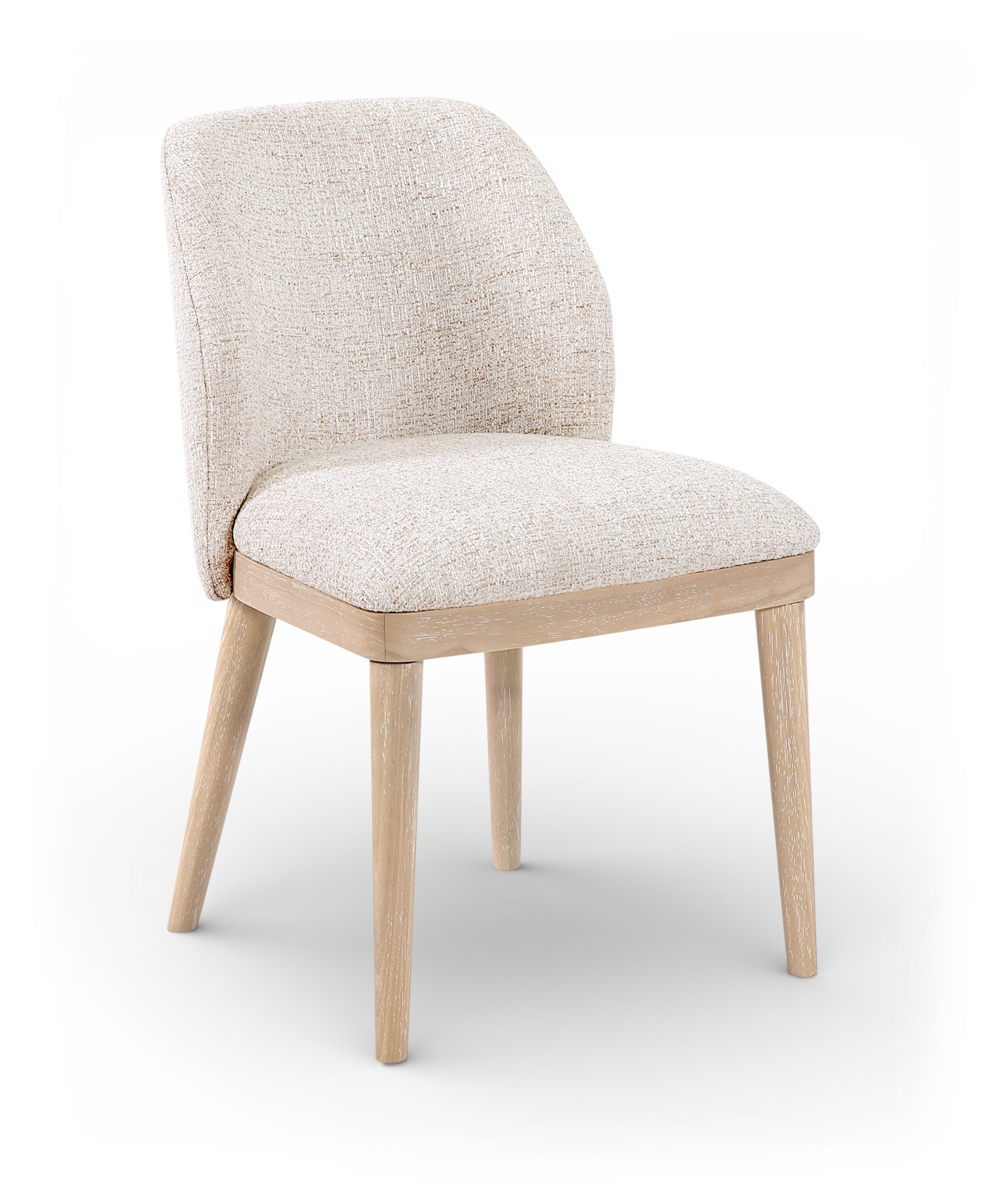 Valeo - Linen Textured Fabric Upholstered Dining Chair (Set of 2) - Beige / Painted Natural