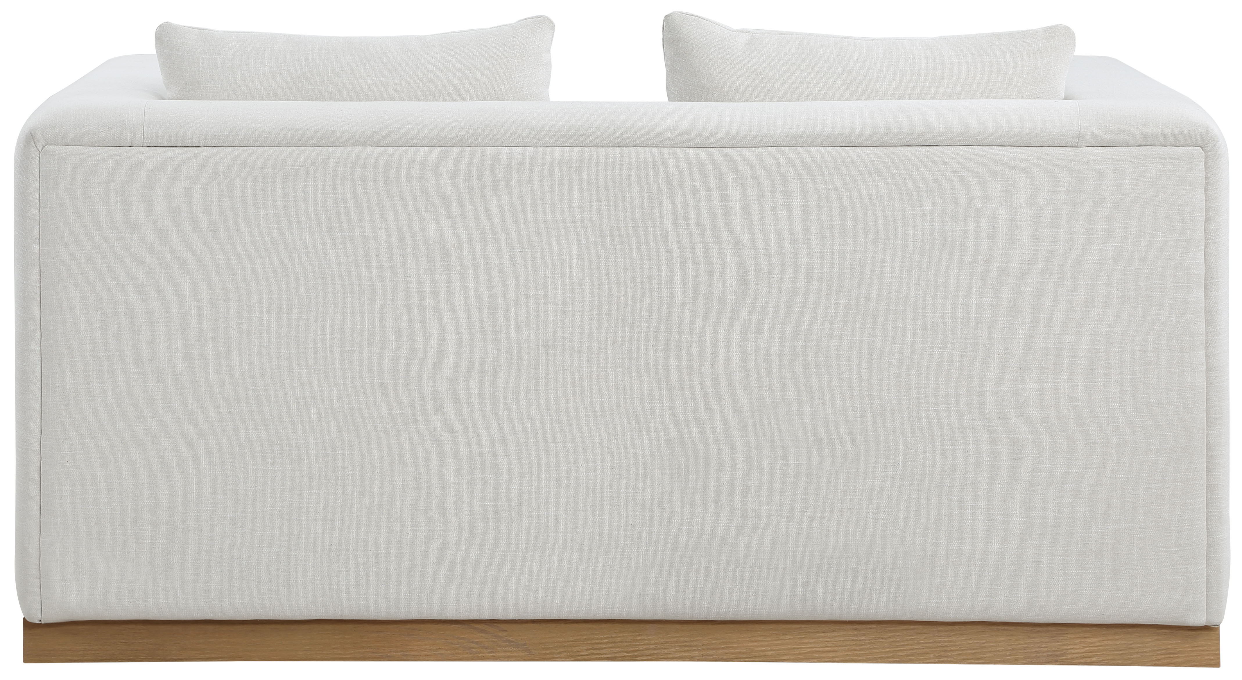 Alfie - Linen Textured Fabic Loveseat - Cream