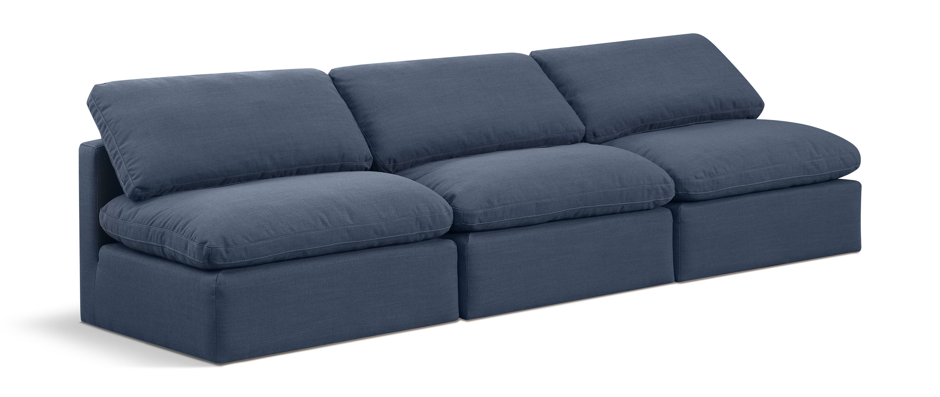 Indulge - Linen 3 Seat Modular Armless Sofa - Navy