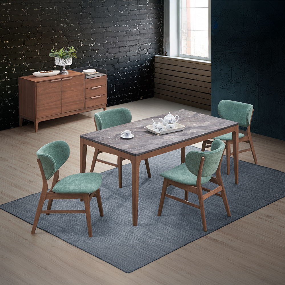 Bevis - Server - Green Fabric & Walnut, dark brown, view 4