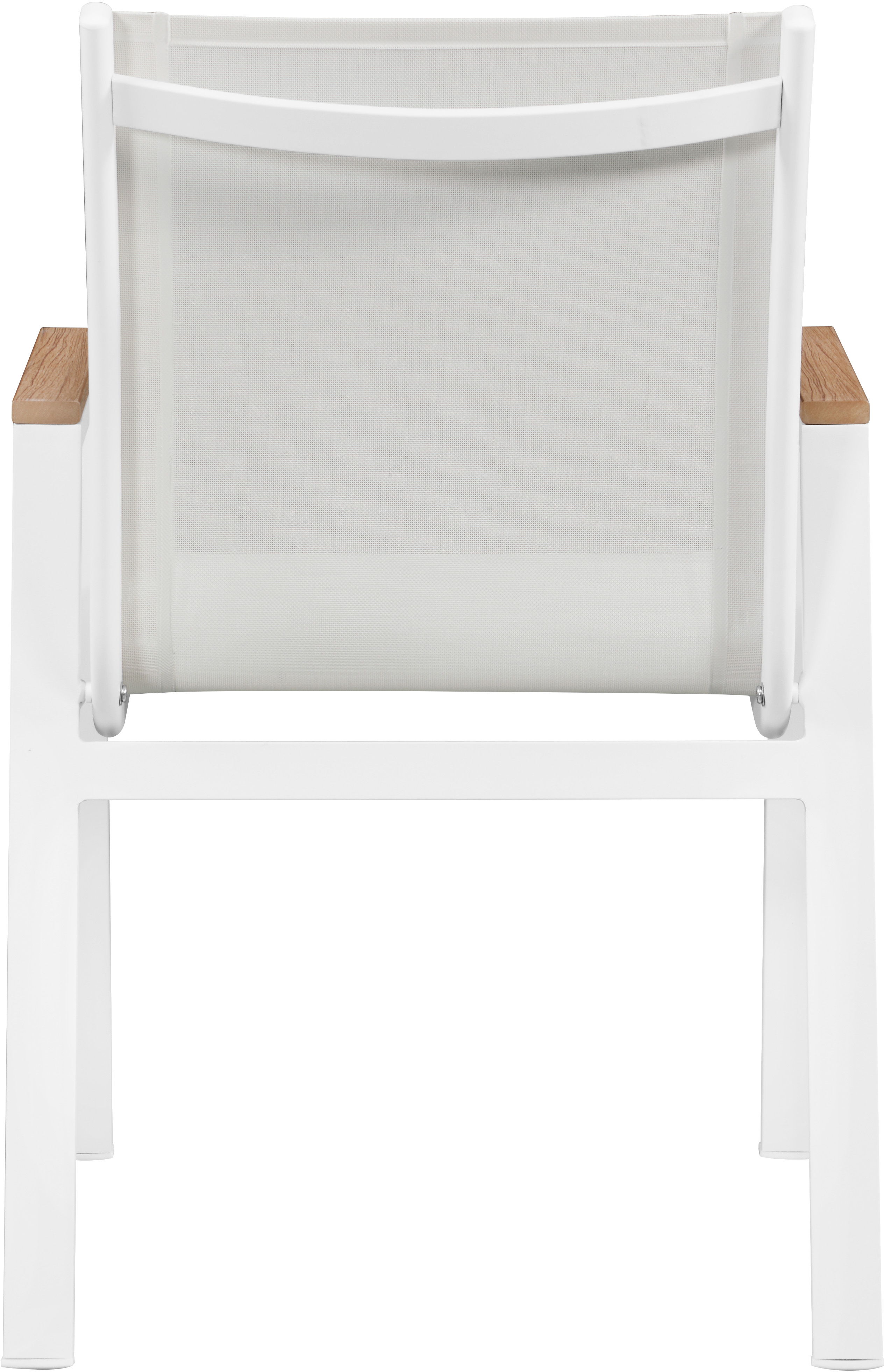 Nizuc - Outdoor Patio Dining Arm Chair With White Frame And Natural Arms (Set of 2) - White