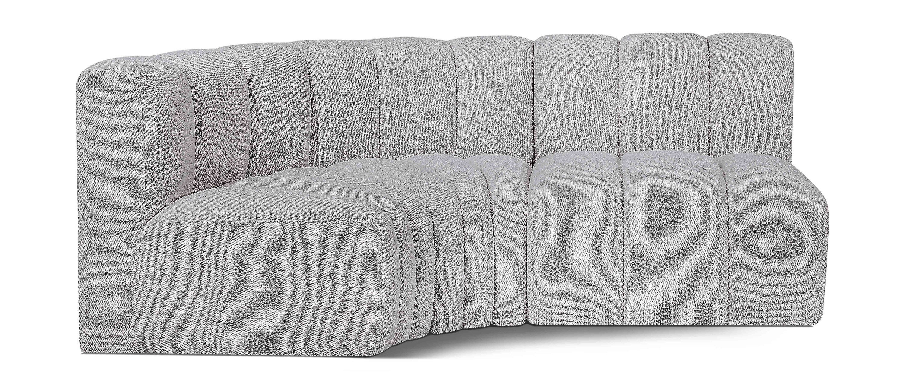 Arc - Boucle Fabric 3 Piece Sofa - Gray