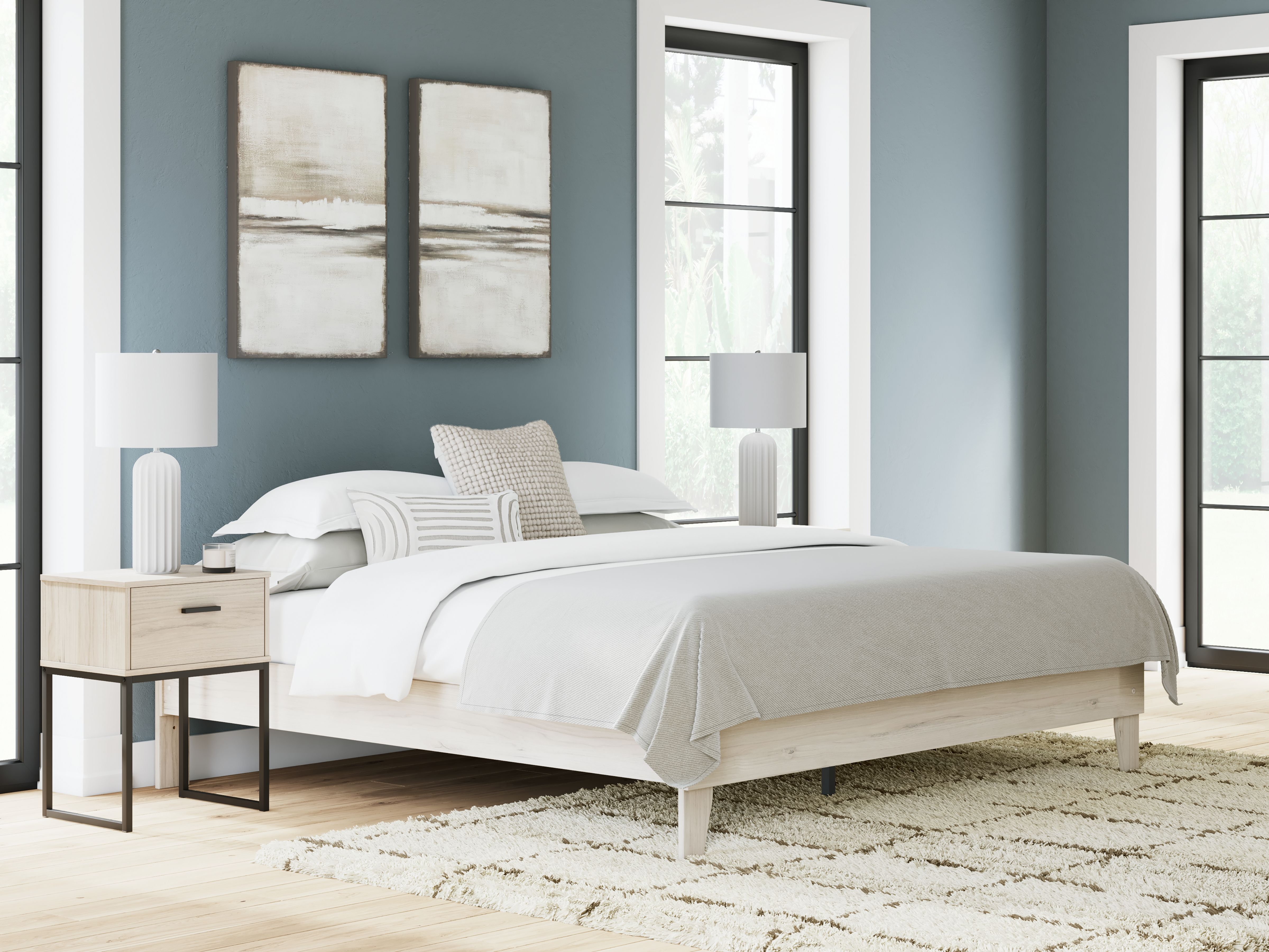 Socalle - King Platform Bed - Light Natural