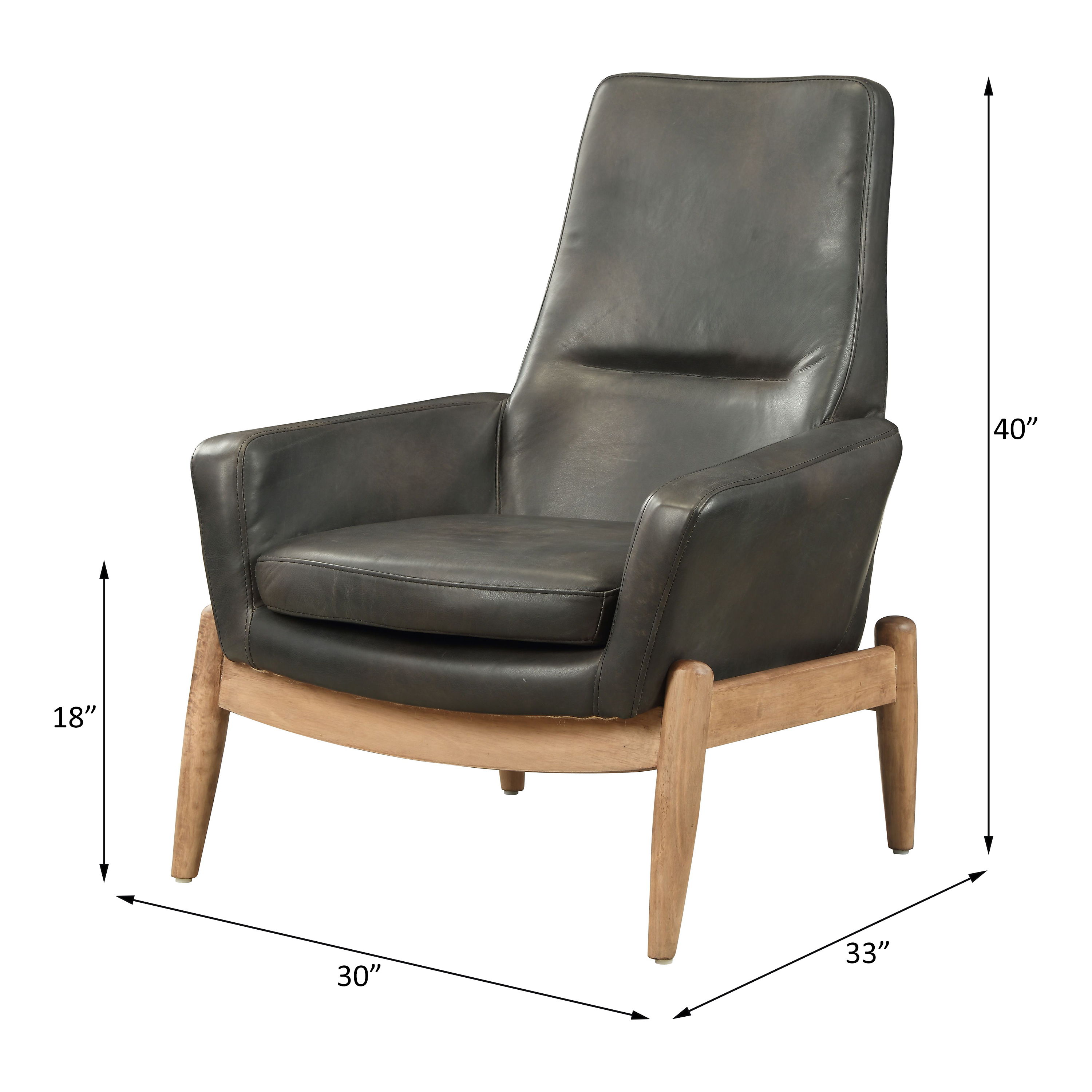 Dolphin - Accent Chair - Black Top Grain Leather, black, view 6