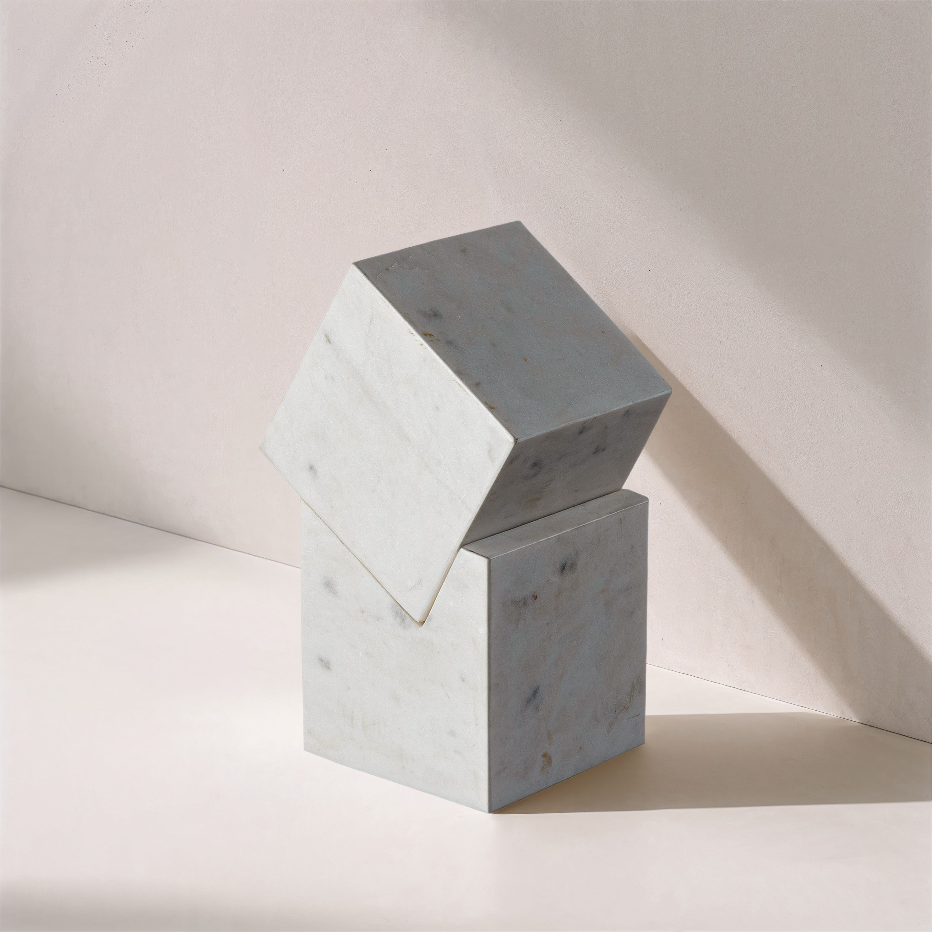 Quad - Marble Decorative Cube - White