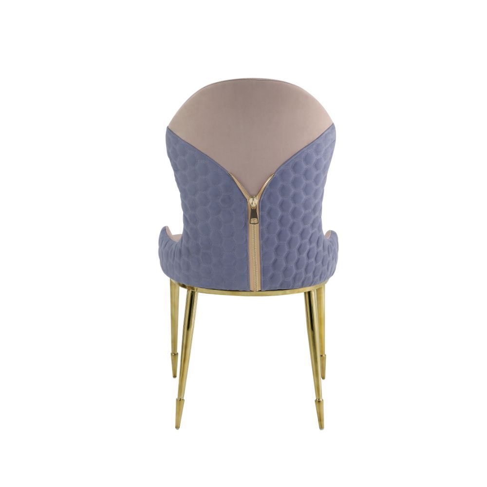 Caolan - Side Chair (Set of 2) - Tan, Lavender Fabric & Gold, beige, view 3