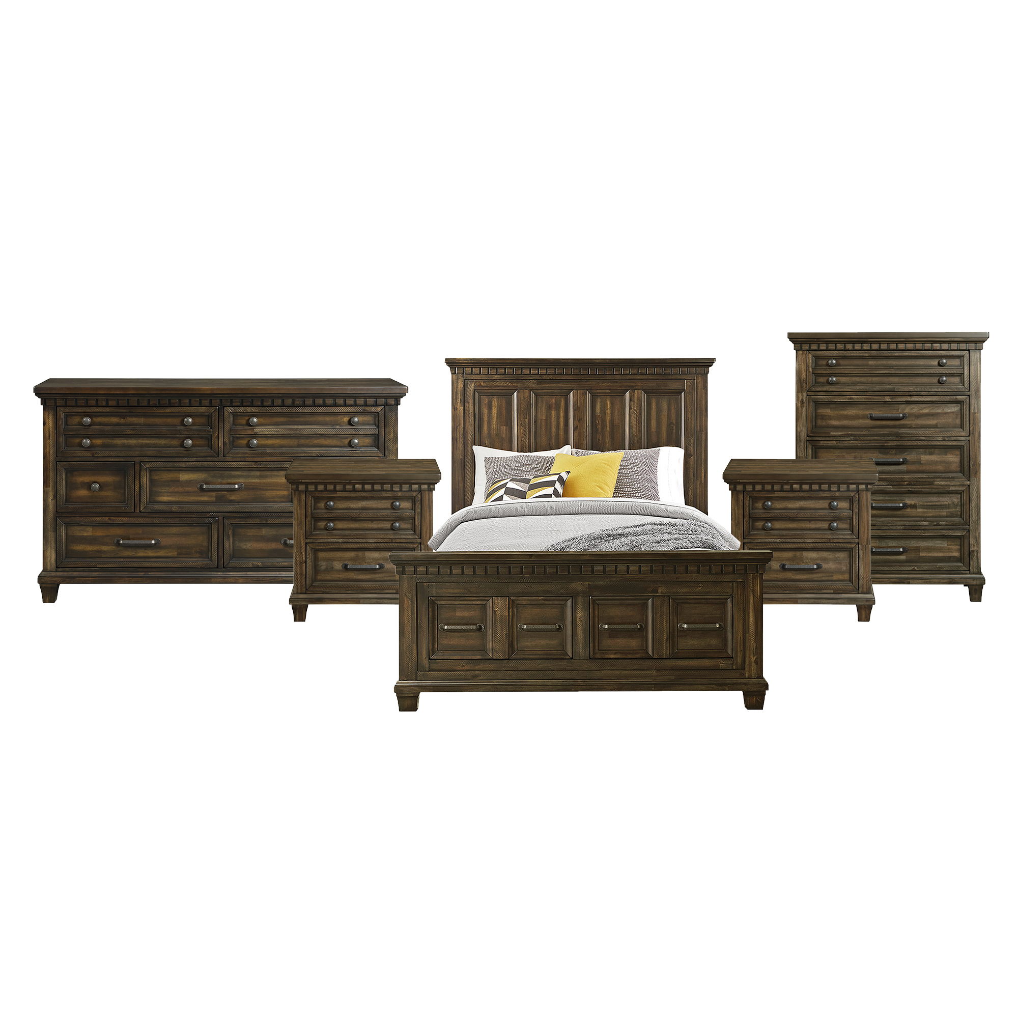 Queen · 5 Pc · Bedroom Set With 2 Nightstands, Dresser & Chest