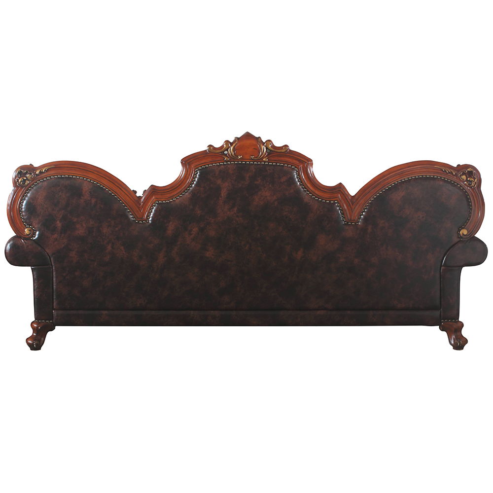 Picardy - Oversized Sofa With 5 Pillows - Synthetic Leather & Honey Oak, dark brown, view 4