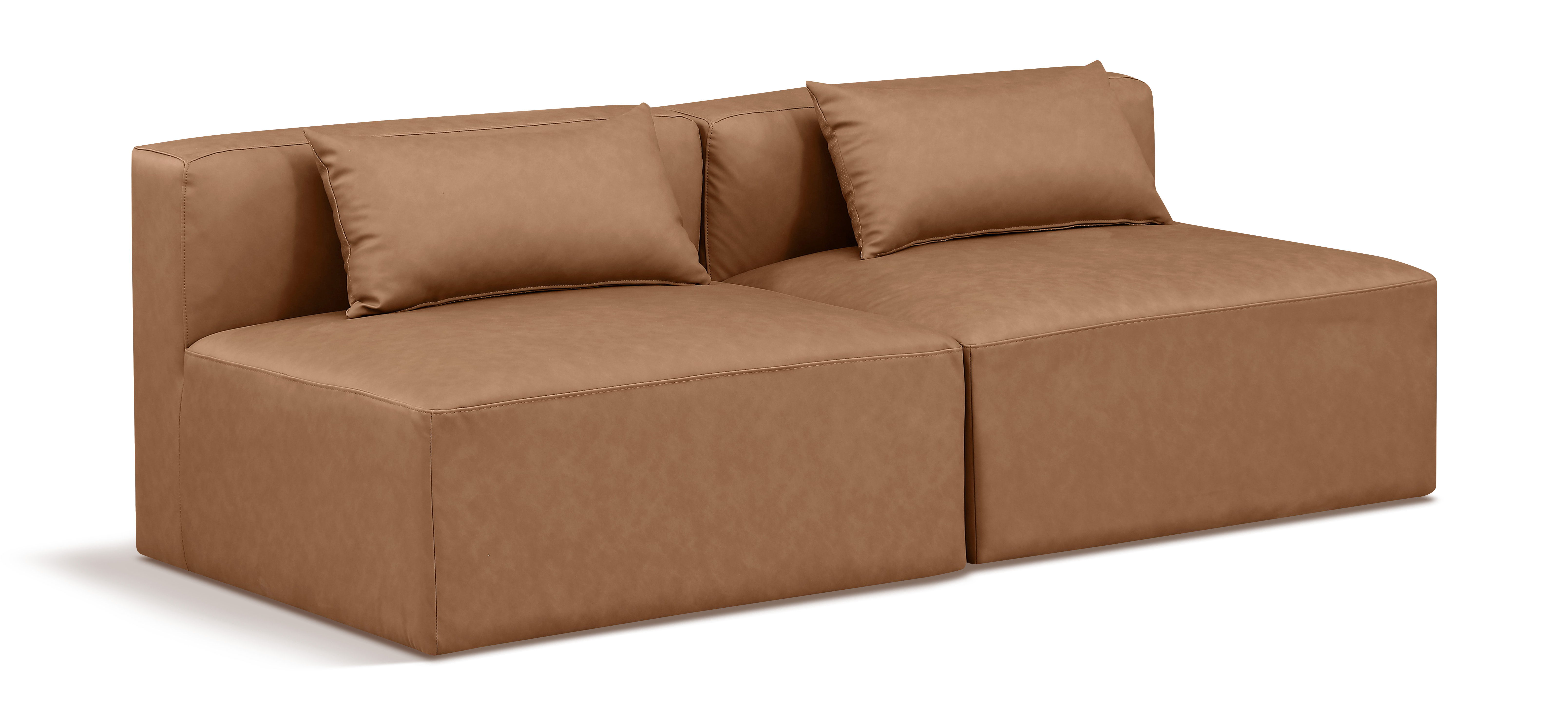Cube - Modular 2 Seat Armless Sofa - Light Brown