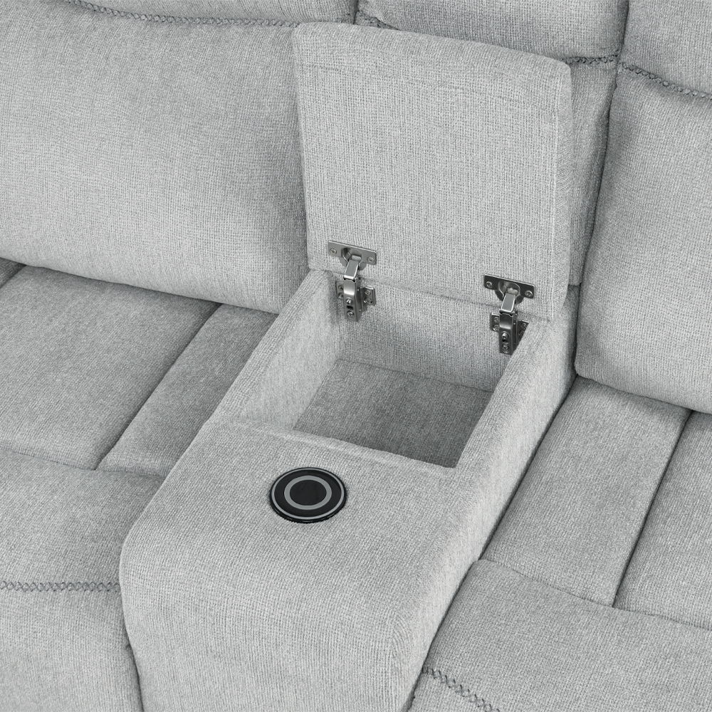 Galya - Motion Loveseat With Console - Light Gray Chenille, light gray, view 6