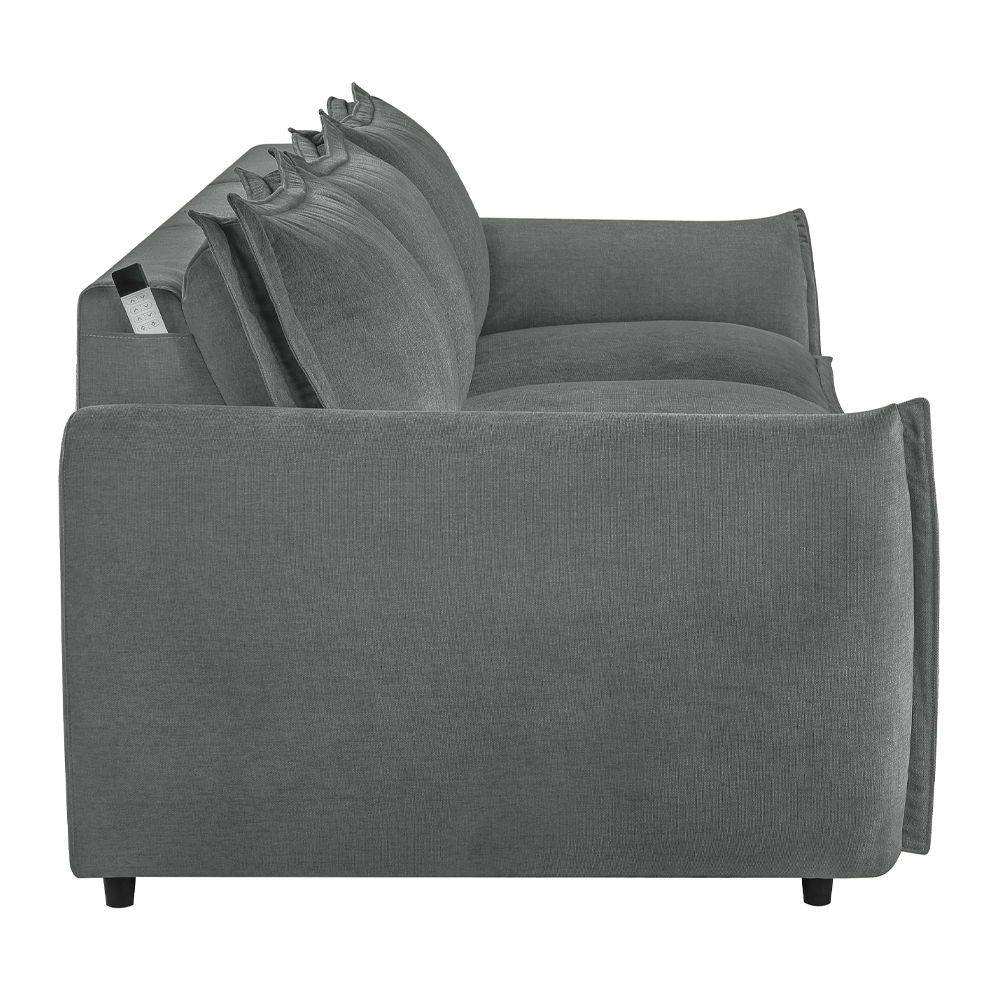 Eaden - Power Sofa With Sleeper - Gray Chenille, dark gray, view 4